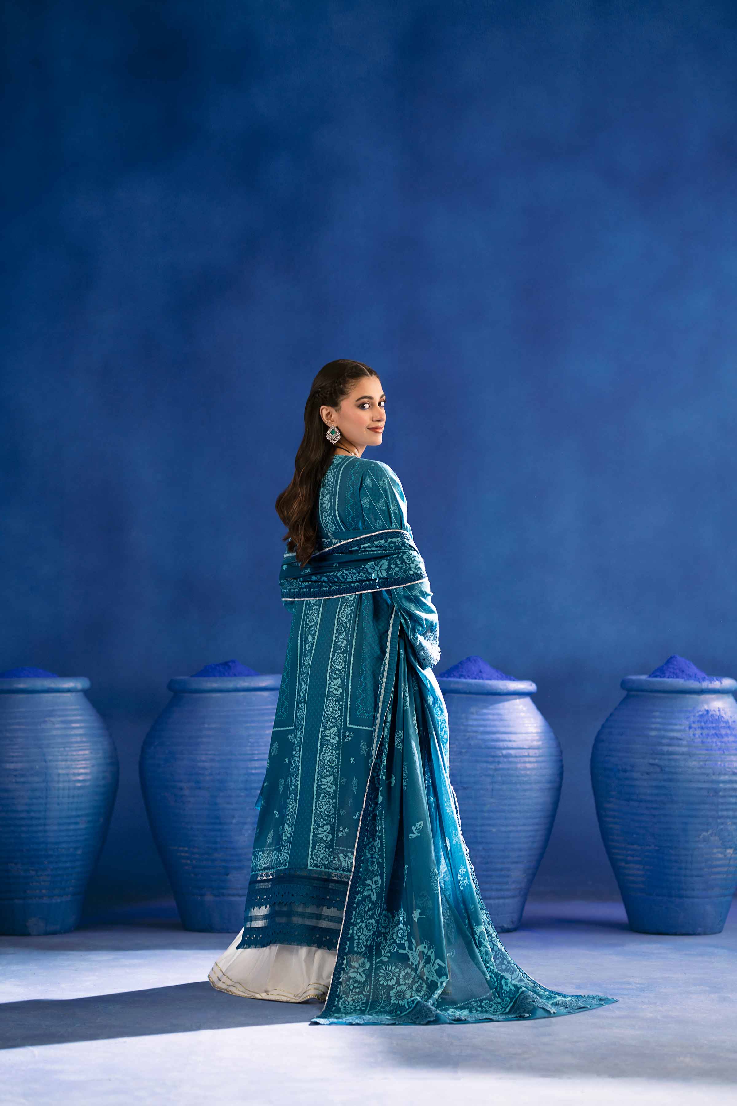 NishatUK - Blue Printed Lawn 2-piece ready to wear Dress
