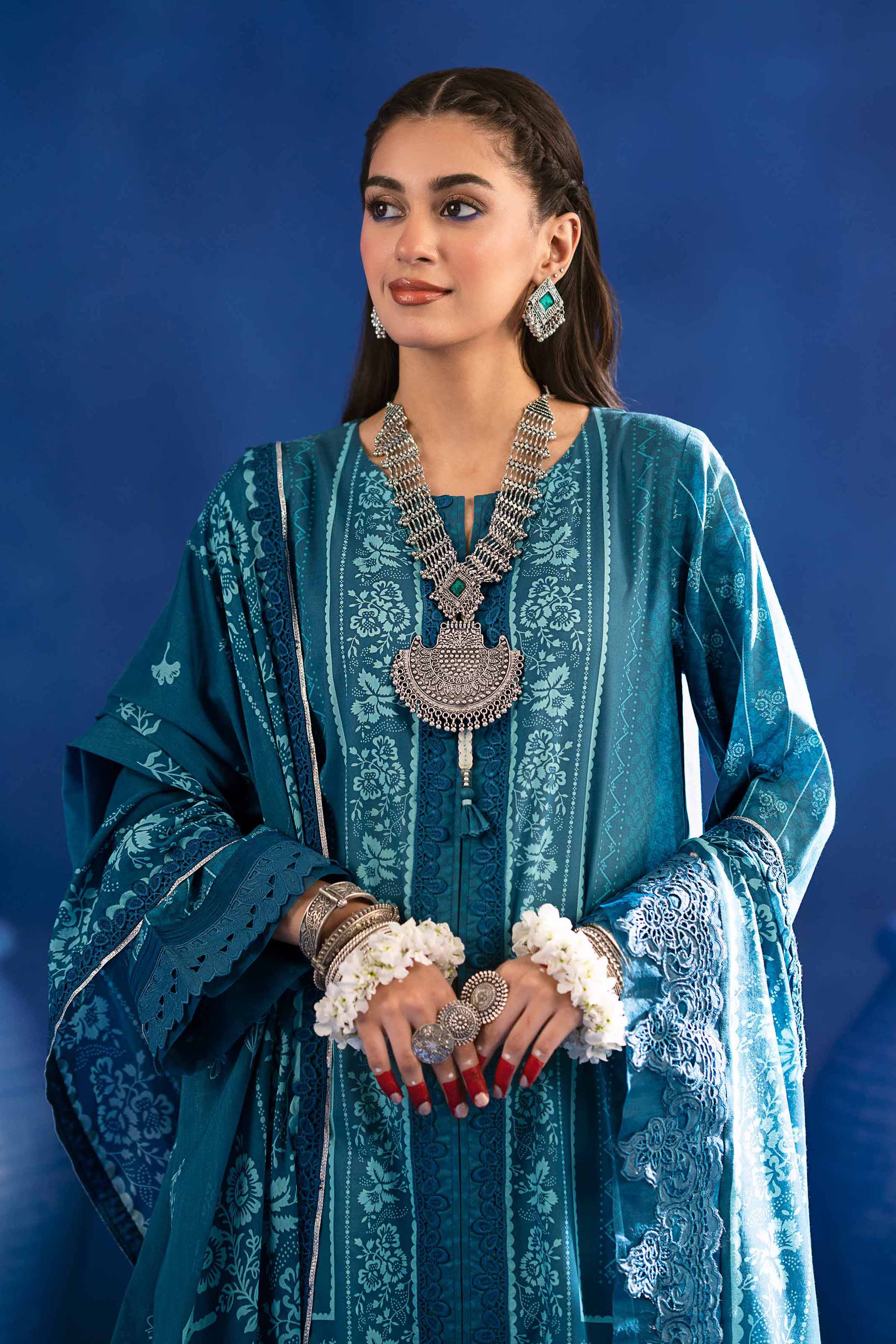 NishatUK - Blue Printed Lawn 2-piece ready to wear Dress