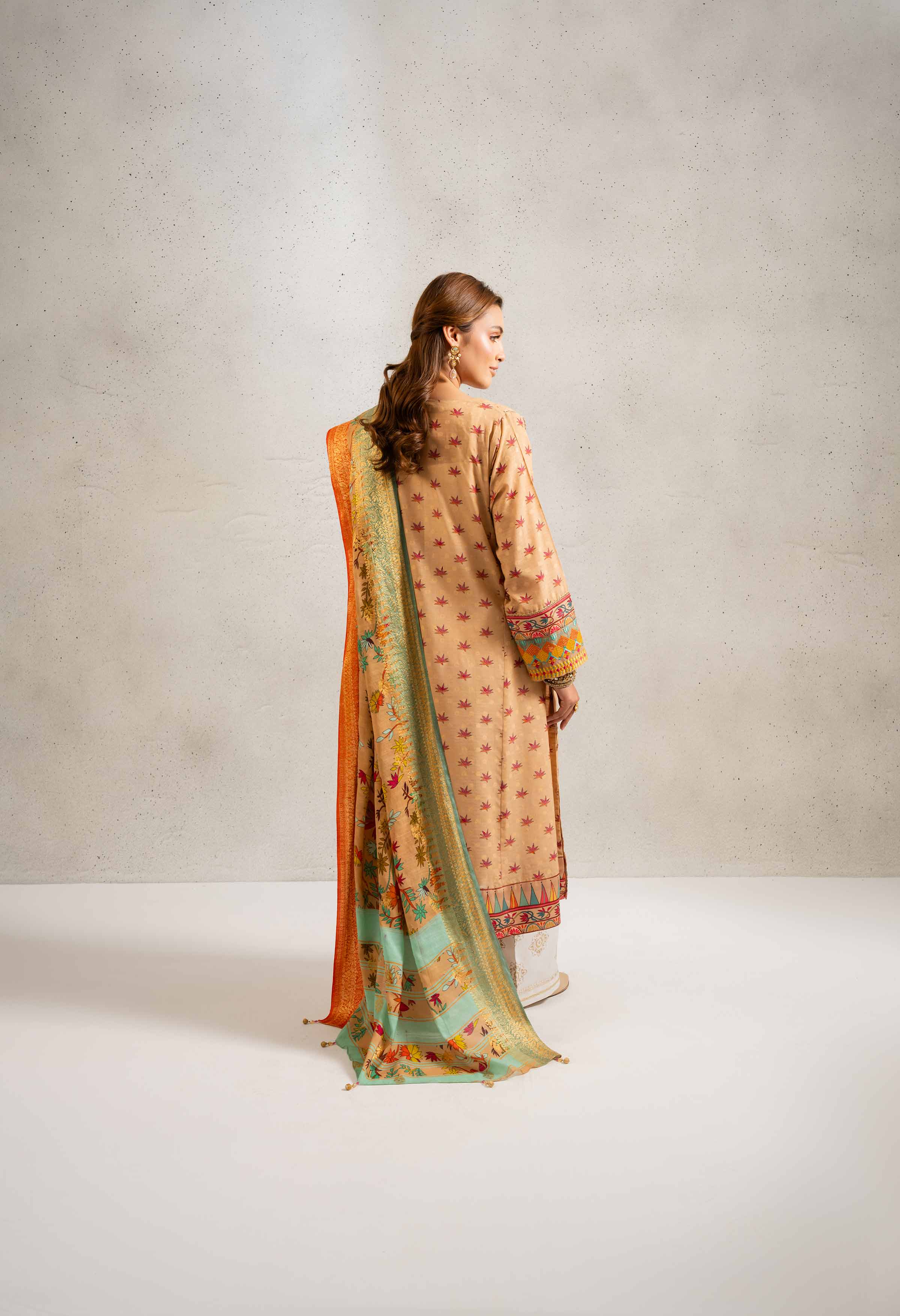 NishatUK - Beige Embroidered  Jacquard 2-piece ready to wear Dress