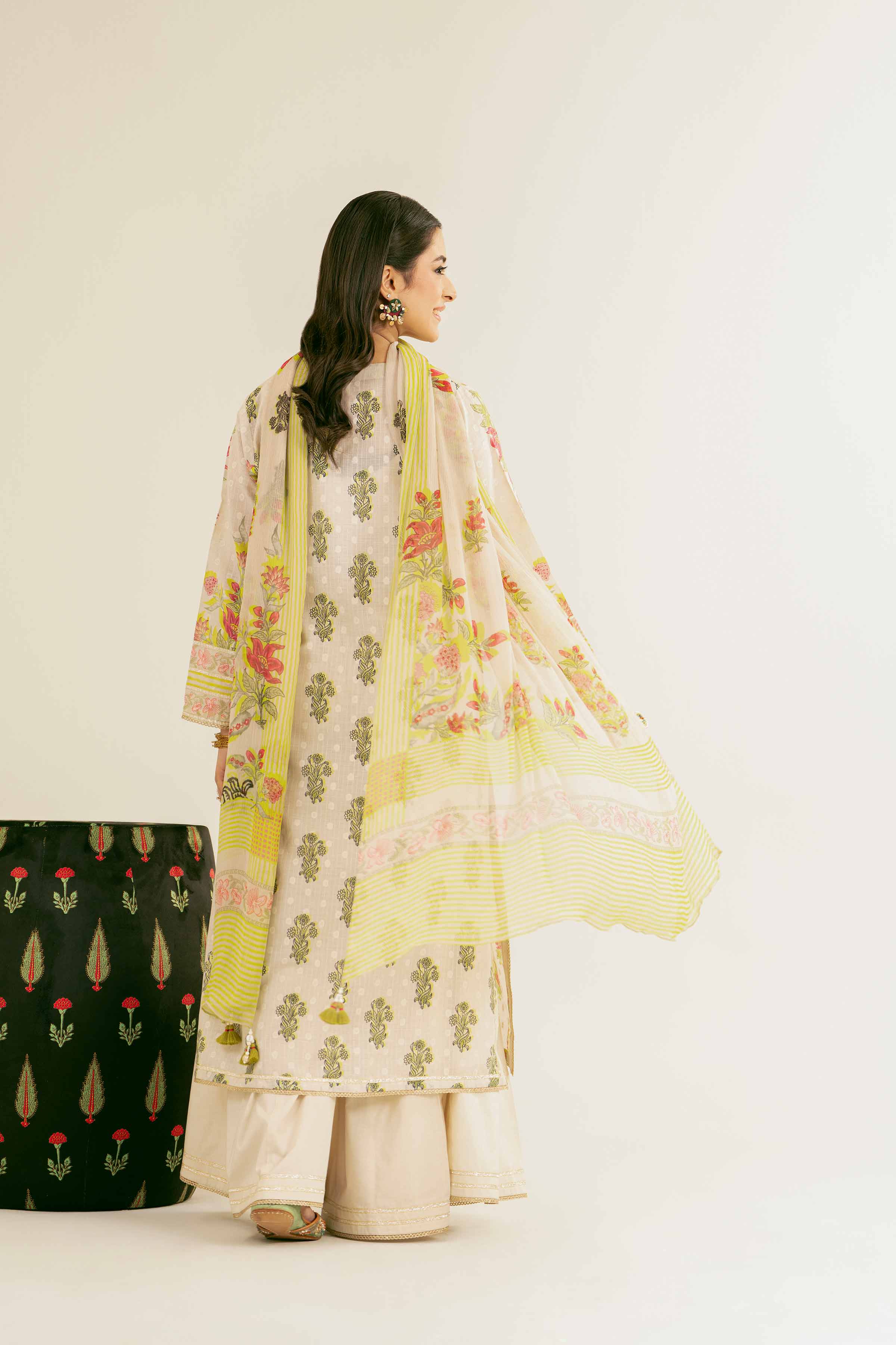NishatUK - Beige Printed Jacquard 3-piece ready to wear Suit