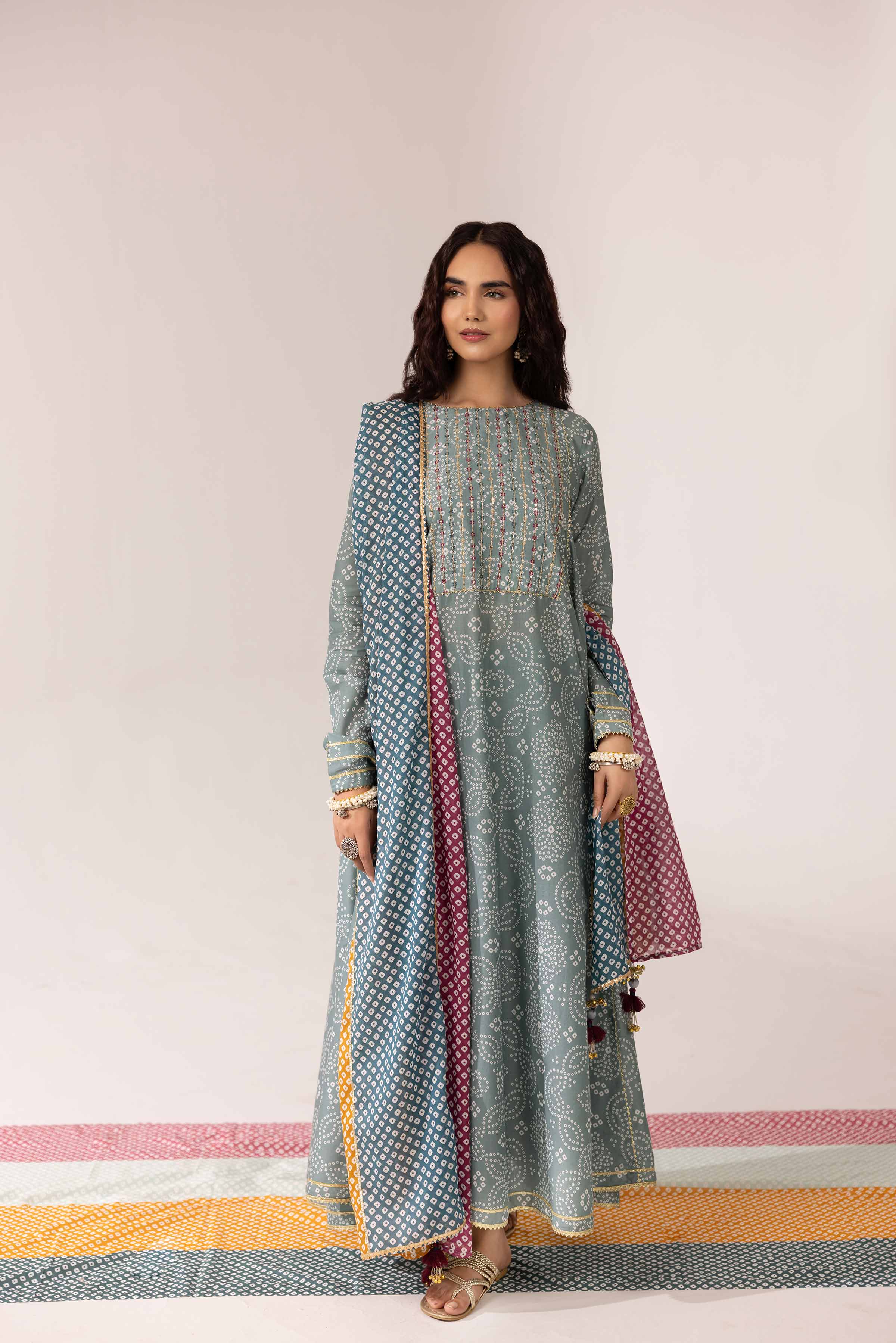NishatUK - Sage Embroidered  Lawn 3-piece ready to wear Suit
