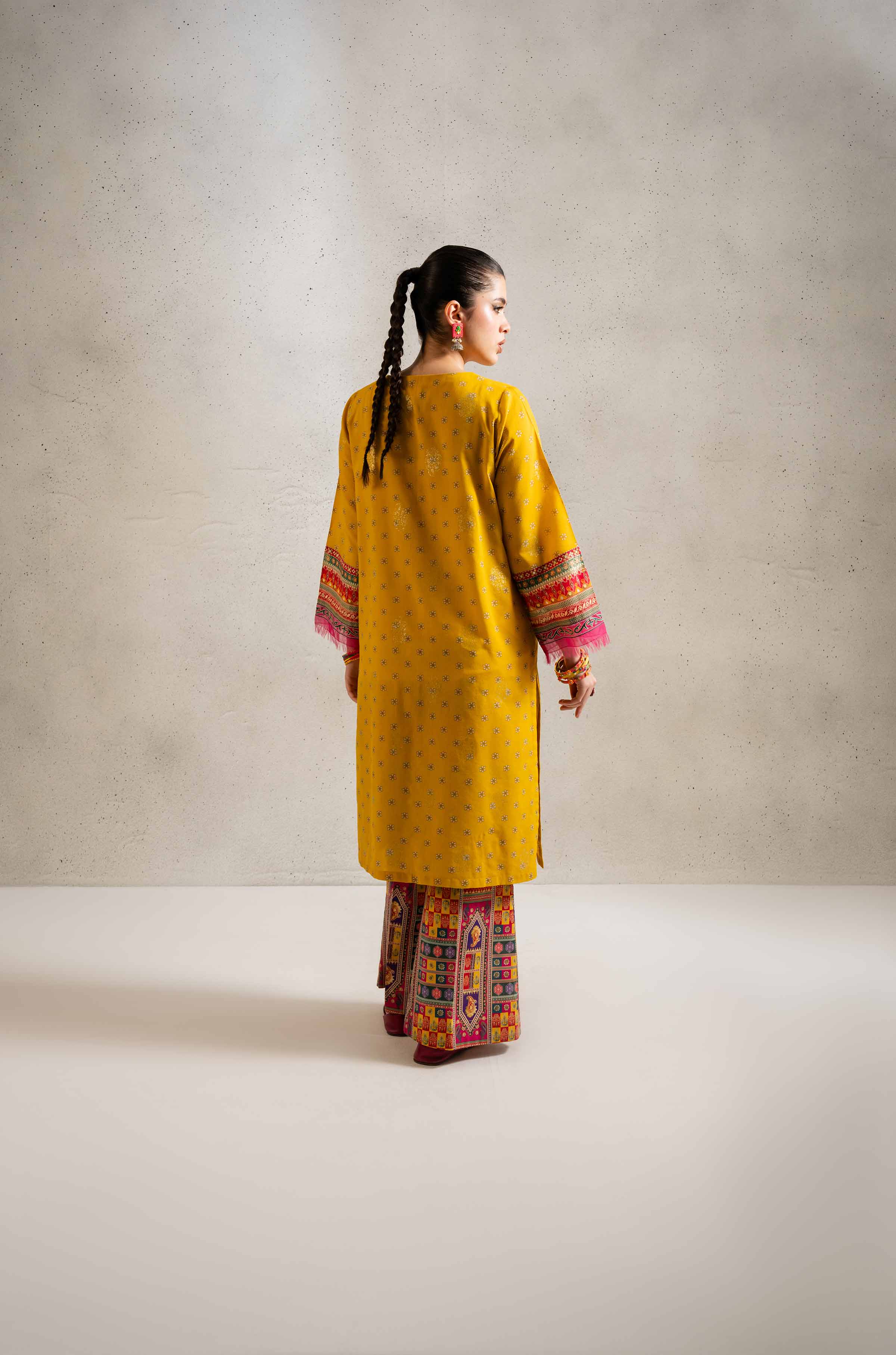 NishatUK - Yellow Embroidered  Jacquard 2-piece ready to wear Dress