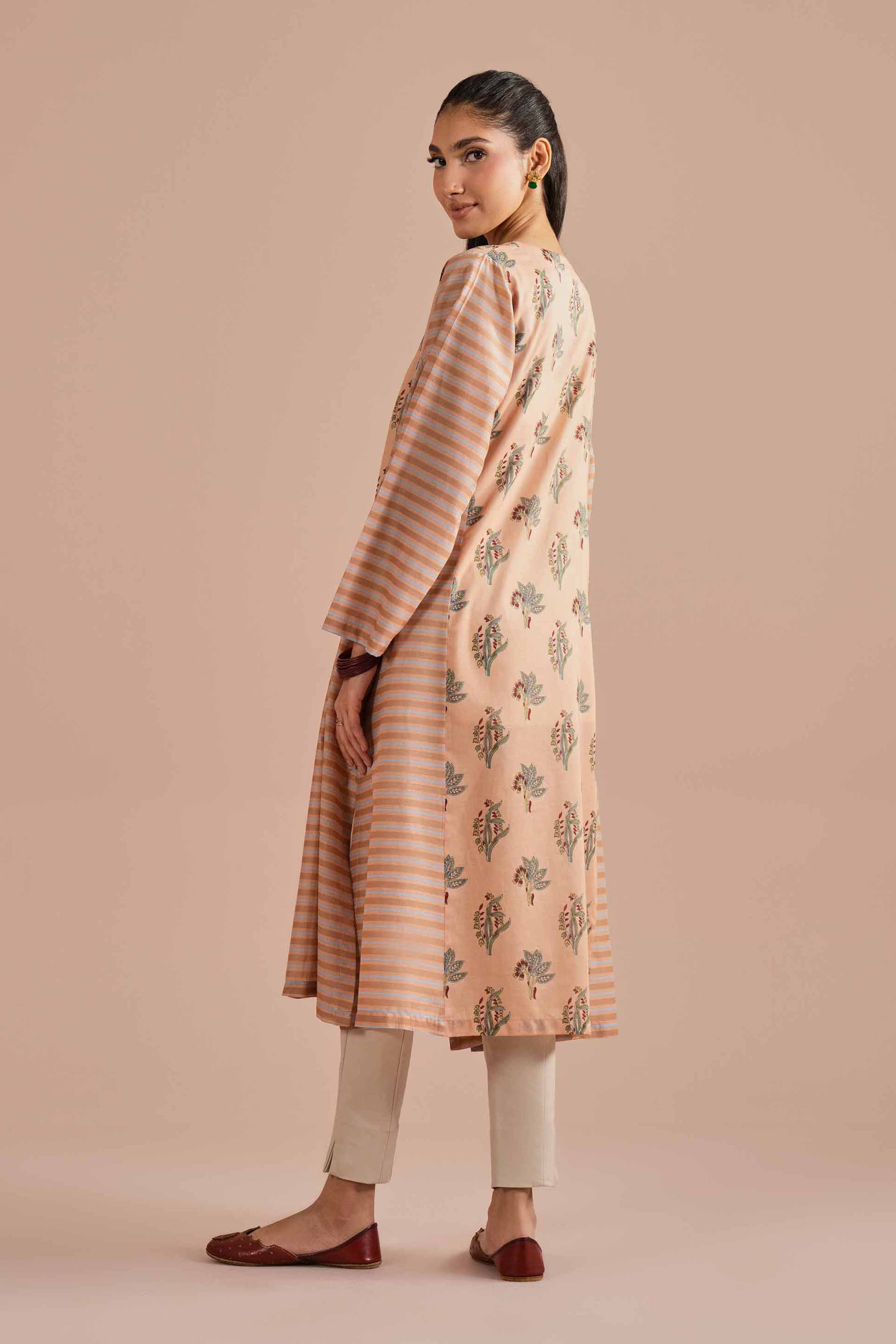 NishatUK - Orange Embroidered Lawn 1-piece ready to wear Shirt