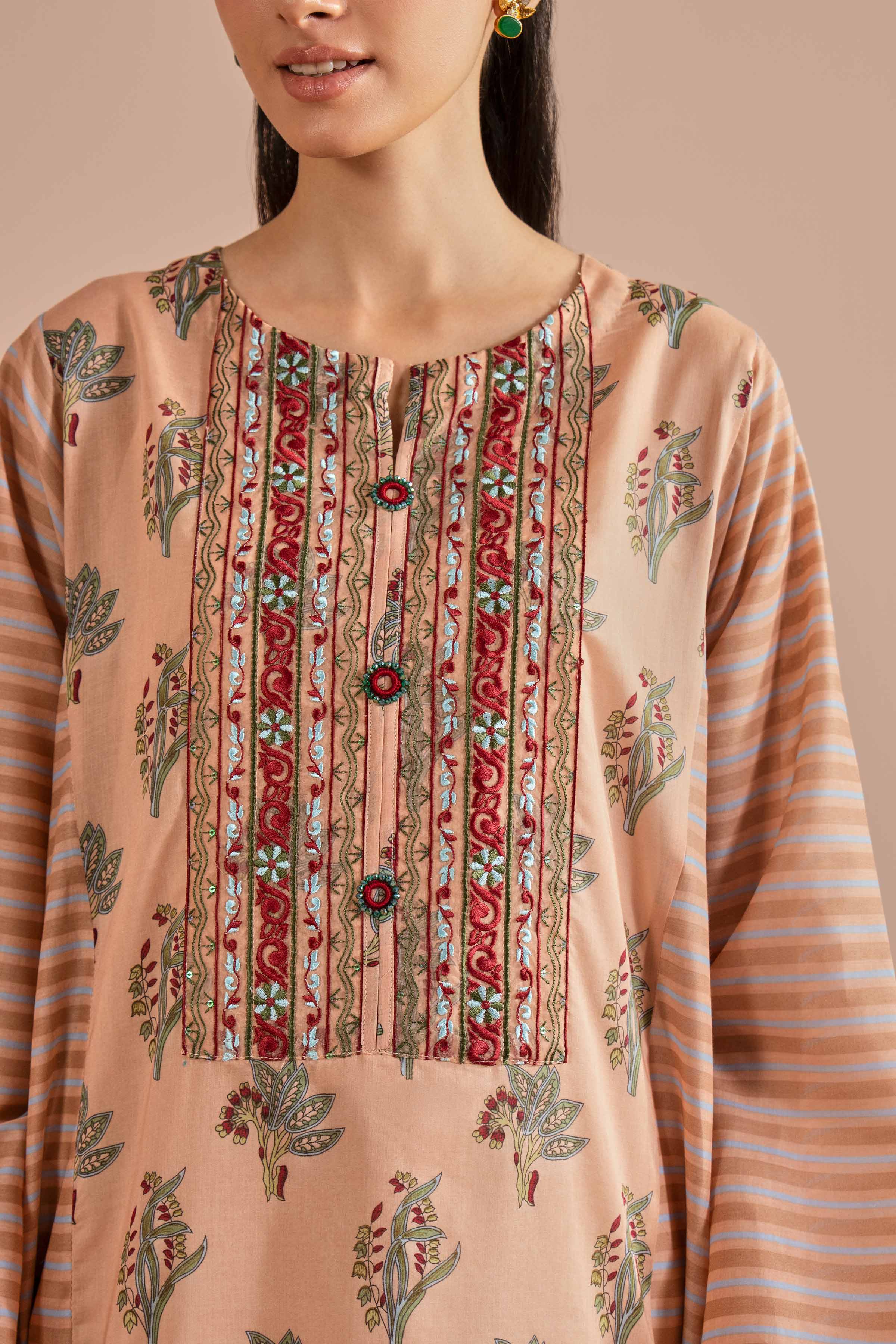 NishatUK - Orange Embroidered Lawn 1-piece ready to wear Shirt