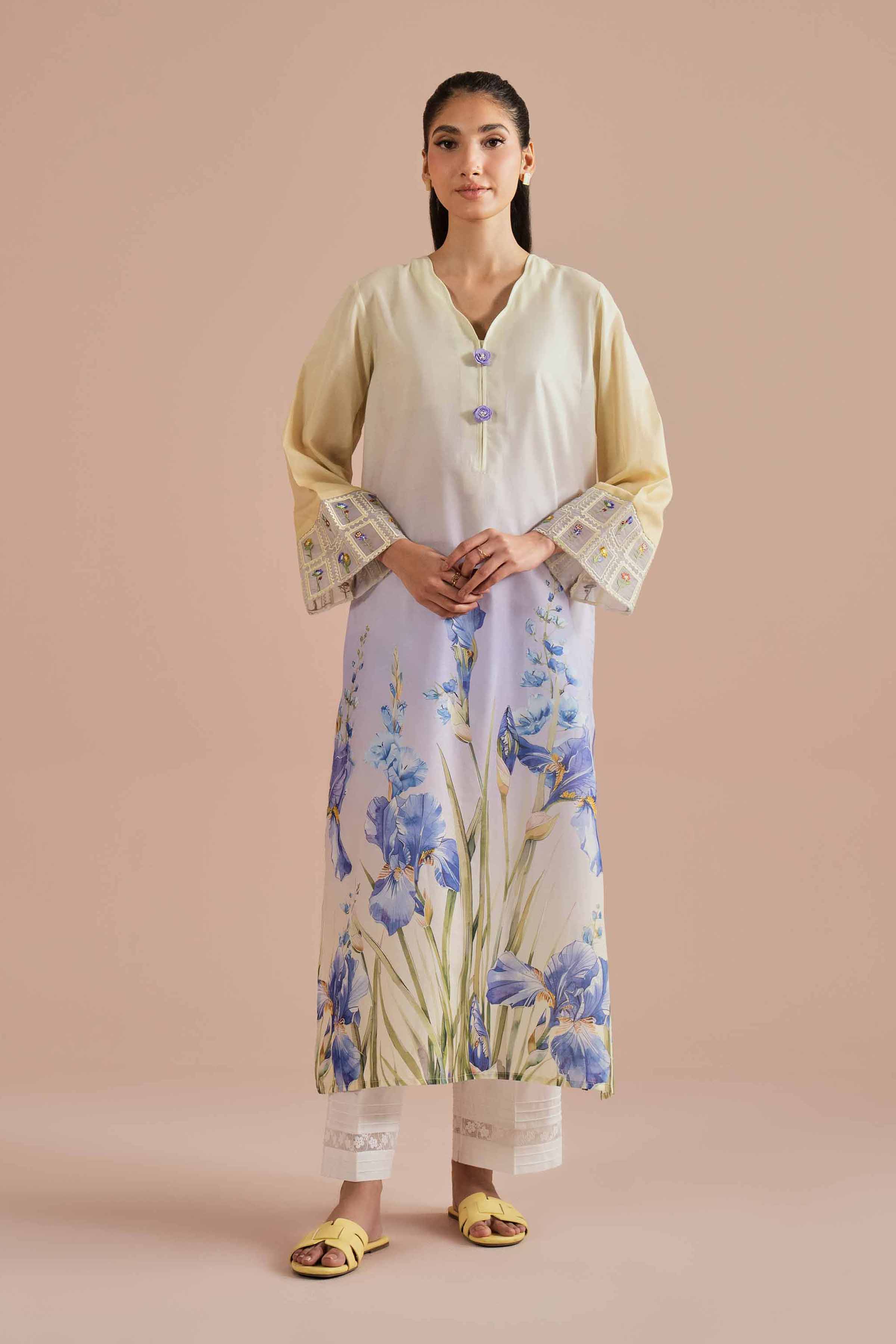 NishatUK - Yellow Embroidered Lawn 1-piece ready to wear Shirt