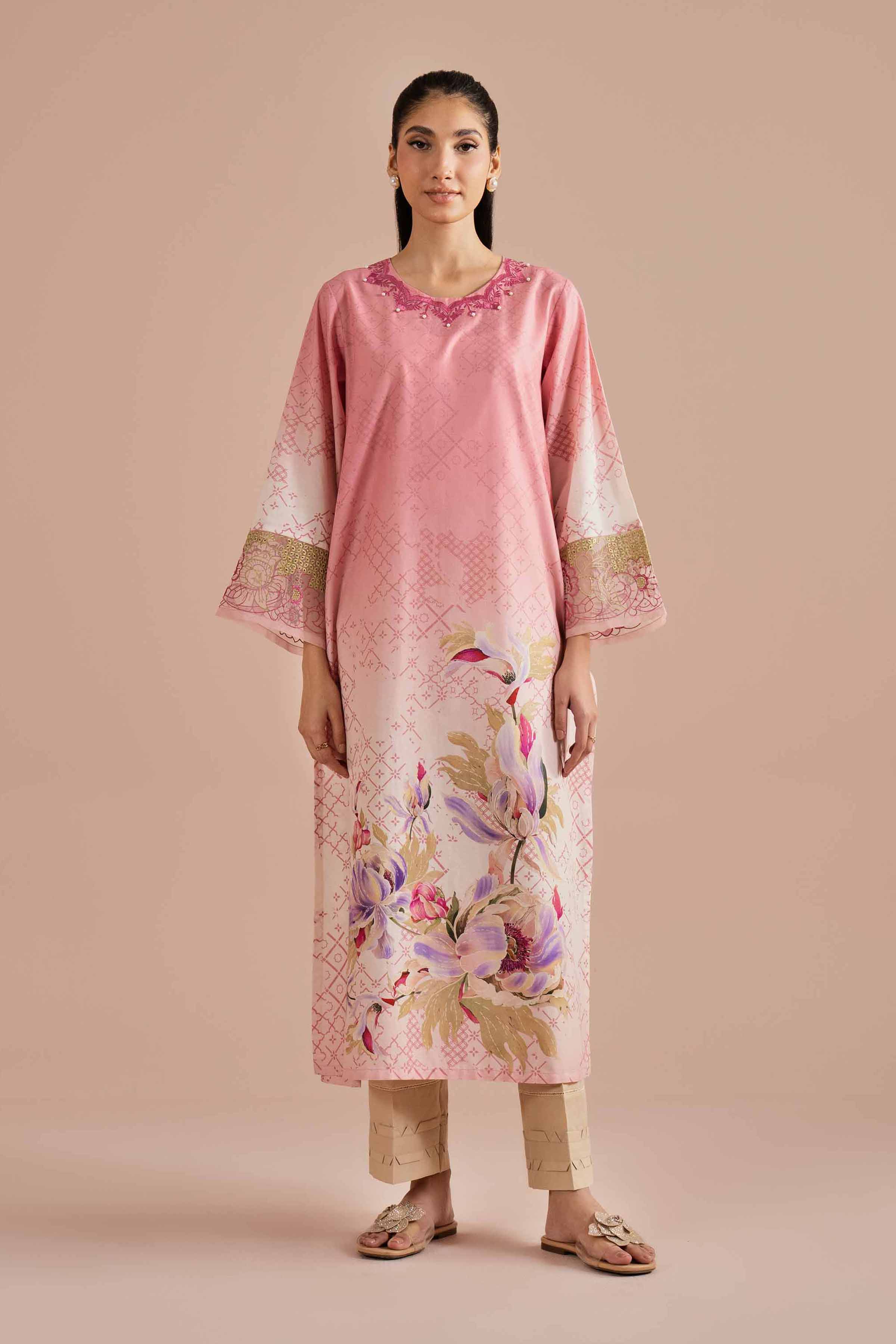 NishatUK - Pink Embroidered Lawn 1-piece ready to wear Shirt