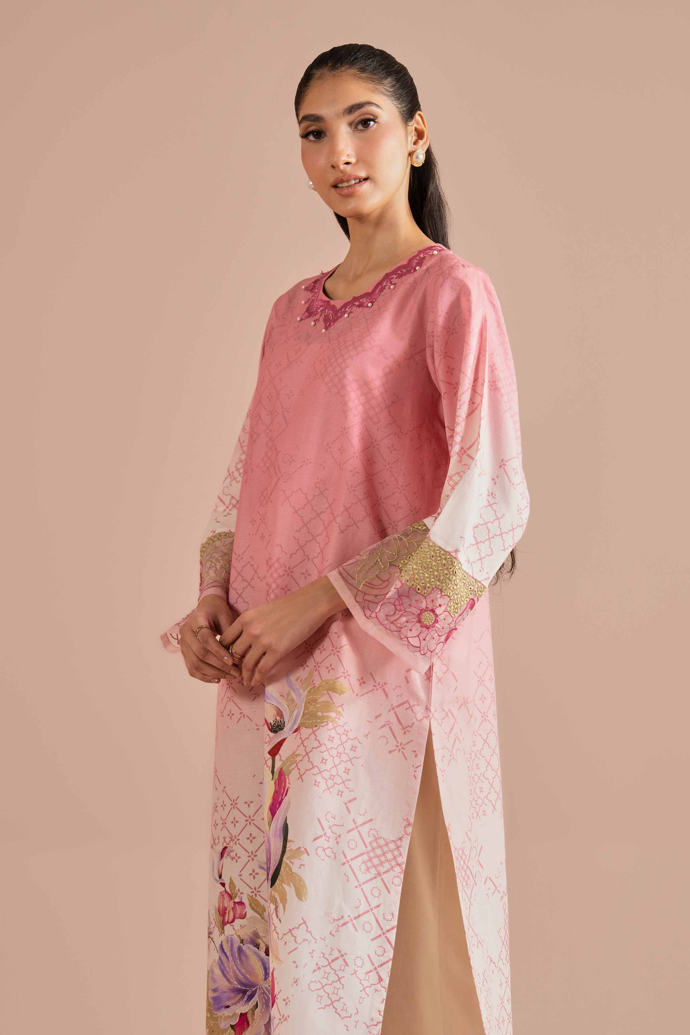 NishatUK - Pink Embroidered Lawn 1-piece ready to wear Shirt