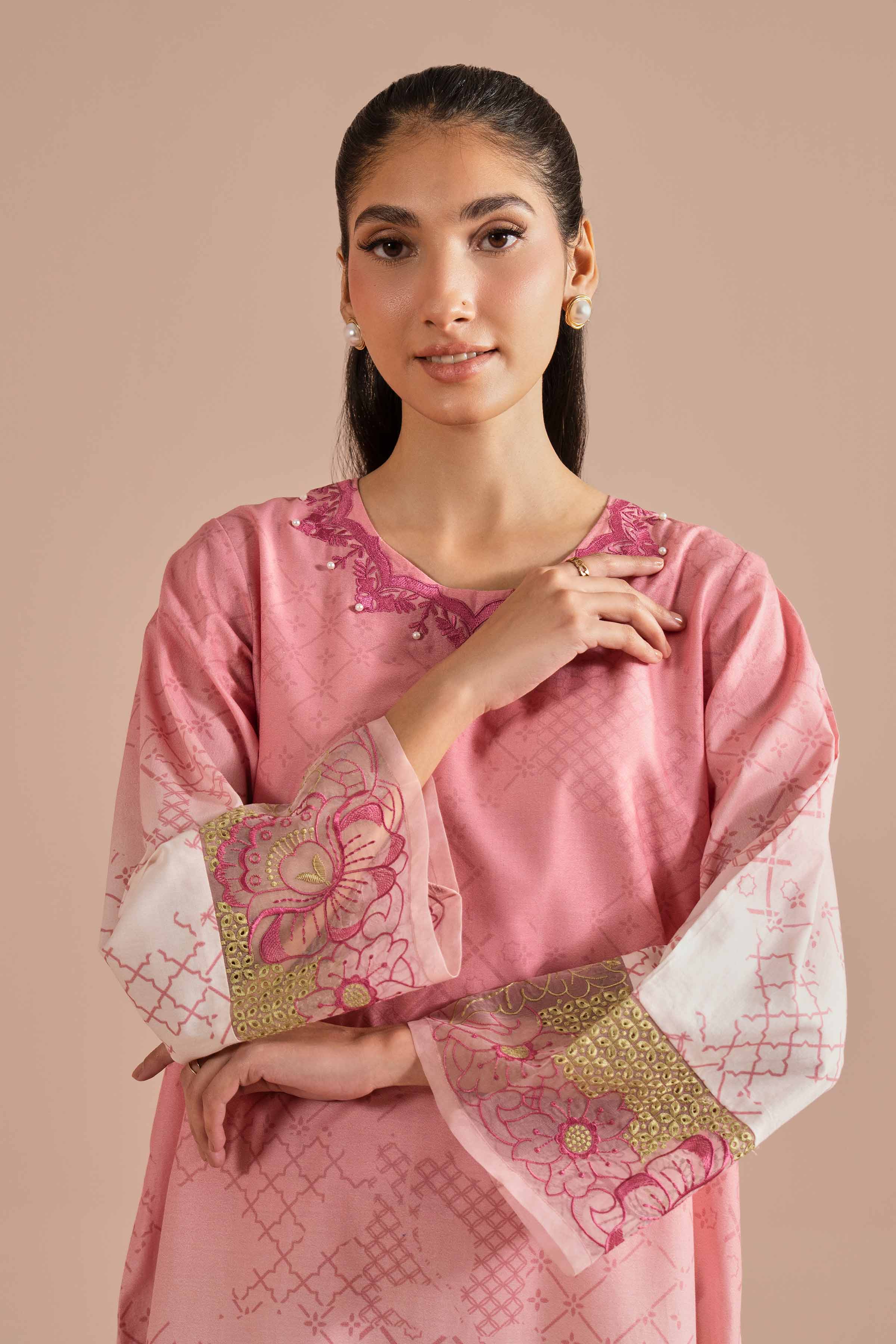 NishatUK - Pink Embroidered Lawn 1-piece ready to wear Shirt