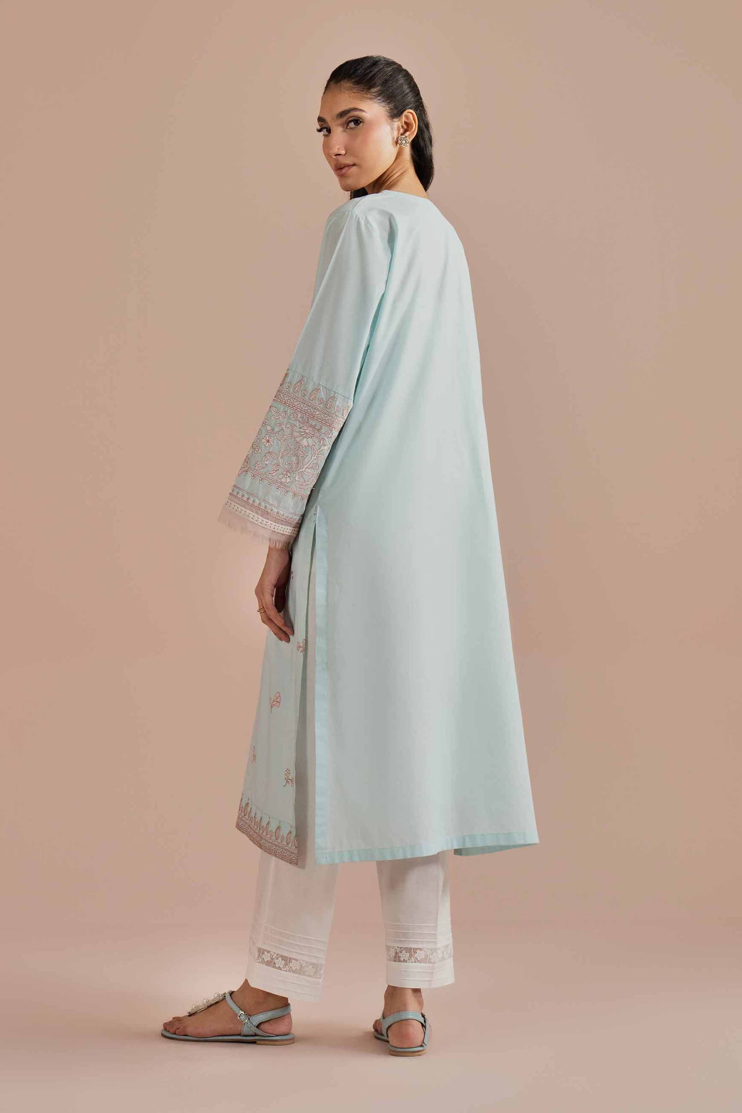 NishatUK - Blue  Embroidered Cambric 1-piece ready to wear Shirt