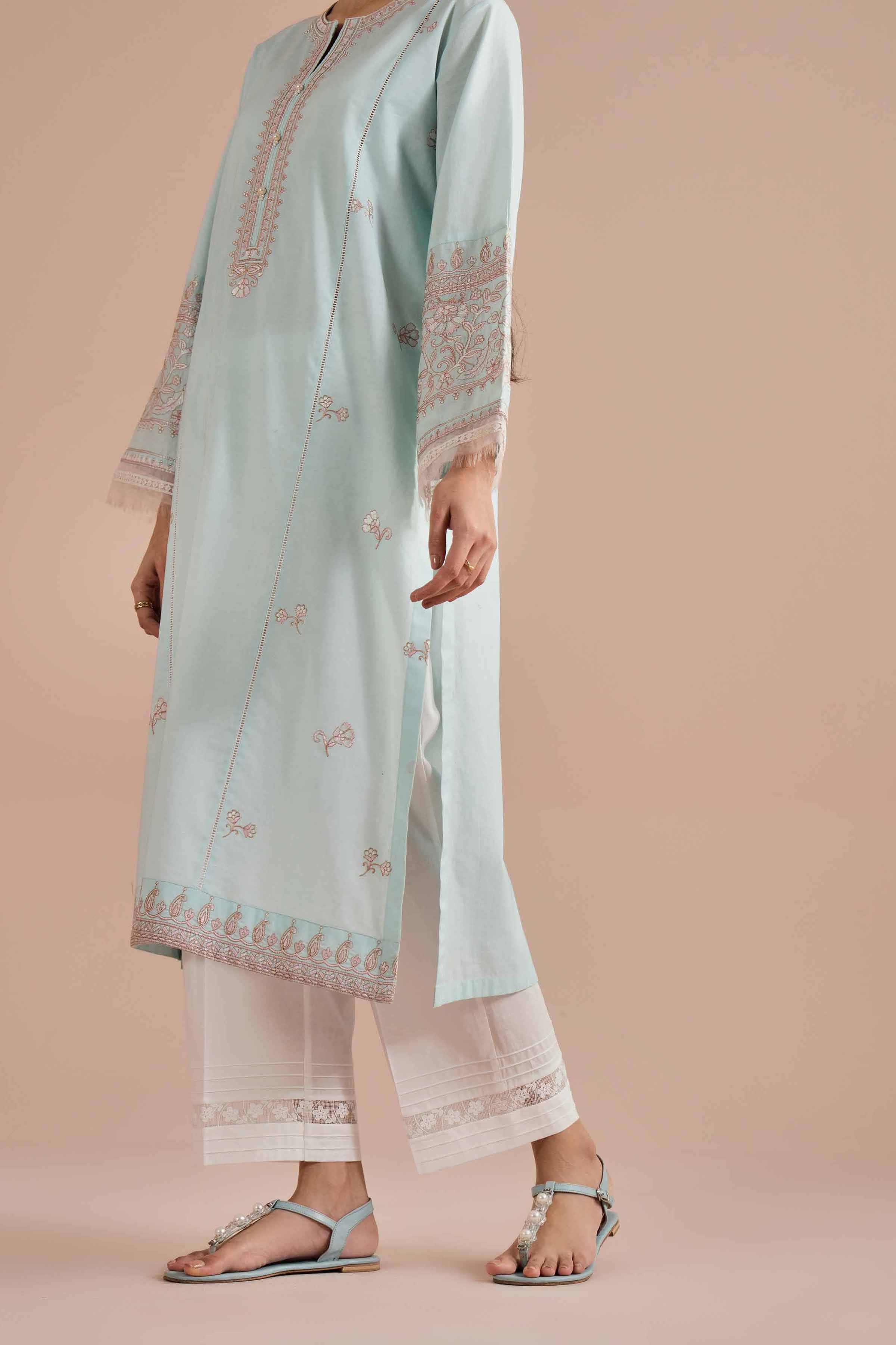 NishatUK - Blue  Embroidered Cambric 1-piece ready to wear Shirt