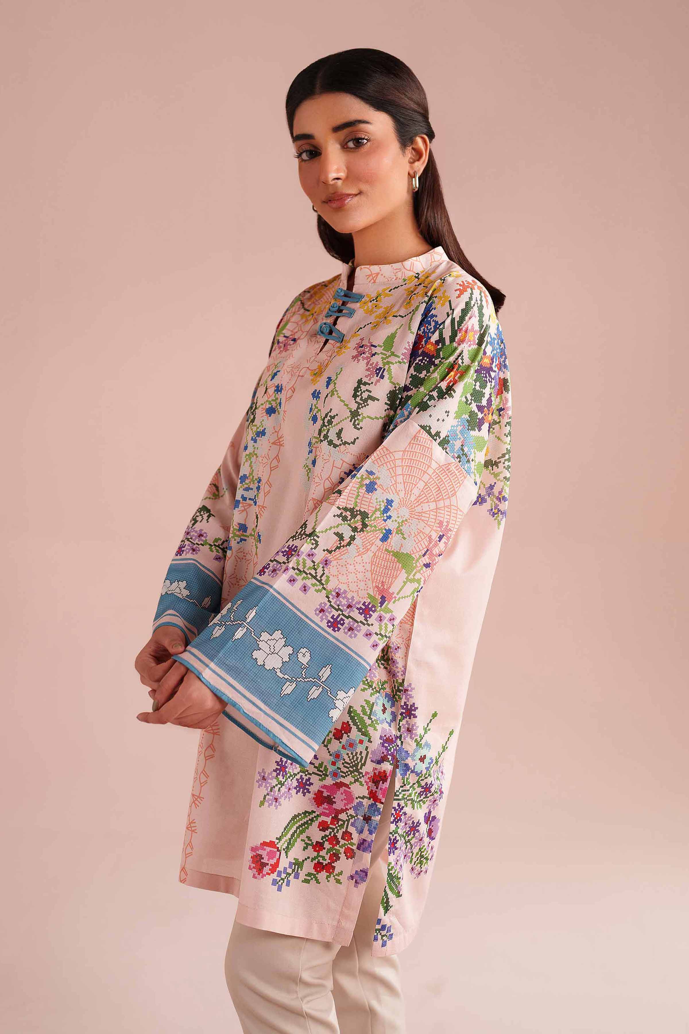 NishatUK - Pink Printed Lawn 1-piece ready to wear tunic