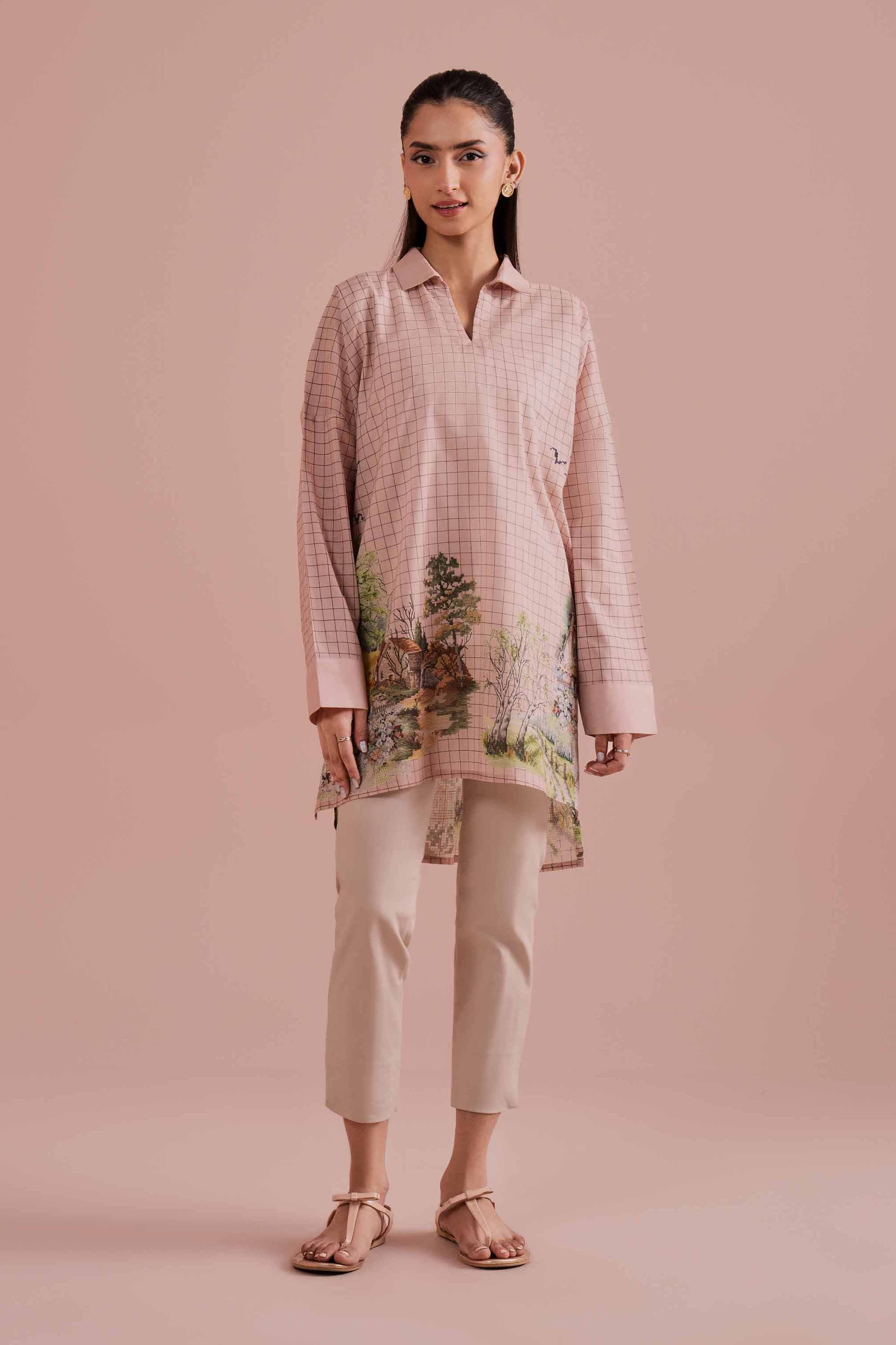 NishatUK - Pink Printed Lawn 1-piece ready to wear tunic