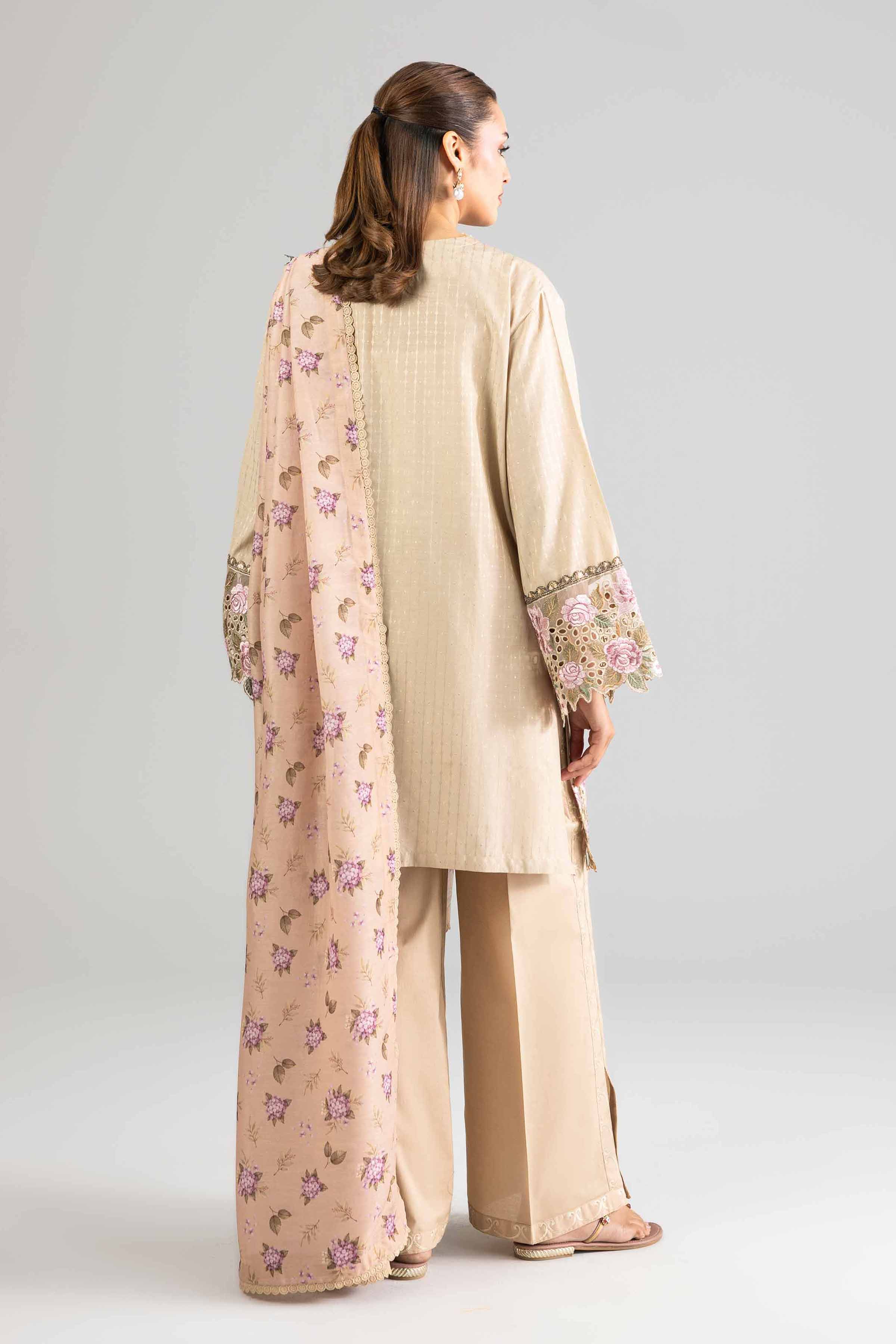 Nishat UK - Brown Embroidered Lurex Dyed 3-piece ready to wear Suit