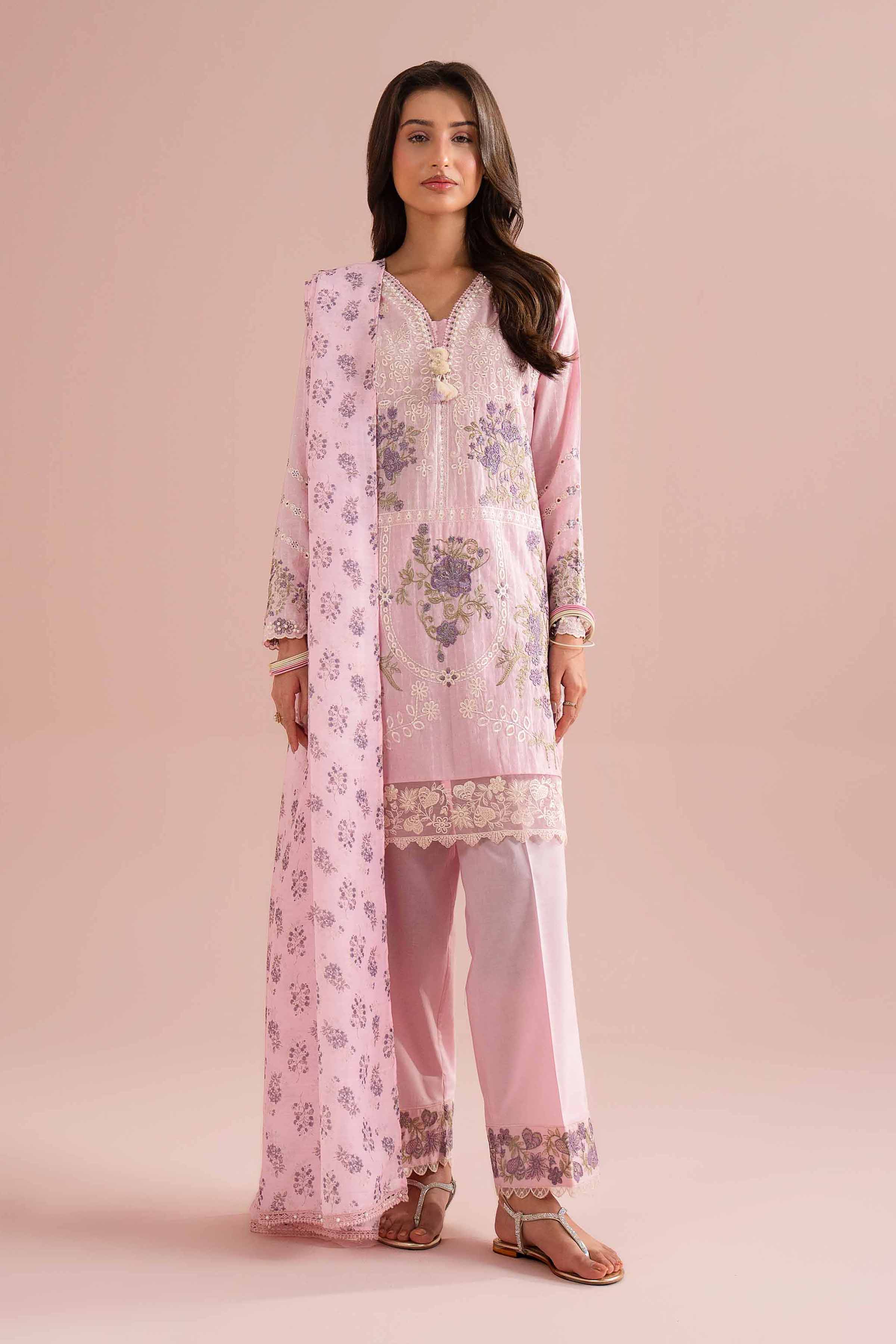 Nishat UK - Pink Embroidered Lurex Dyed 3-piece ready to wear Suit