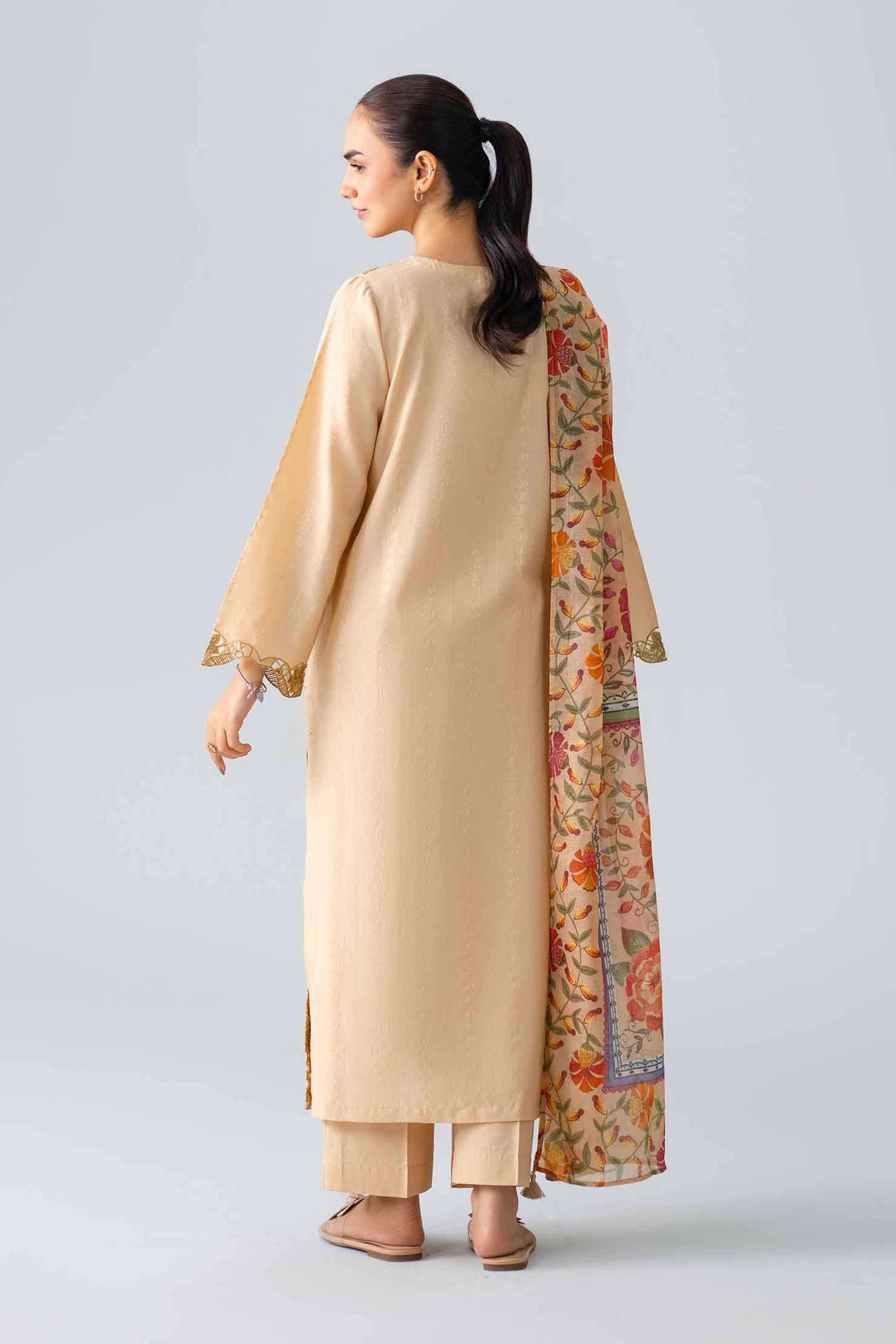Nishat UK - Beige Embroidered Jacquard 3-piece ready to wear Suit
