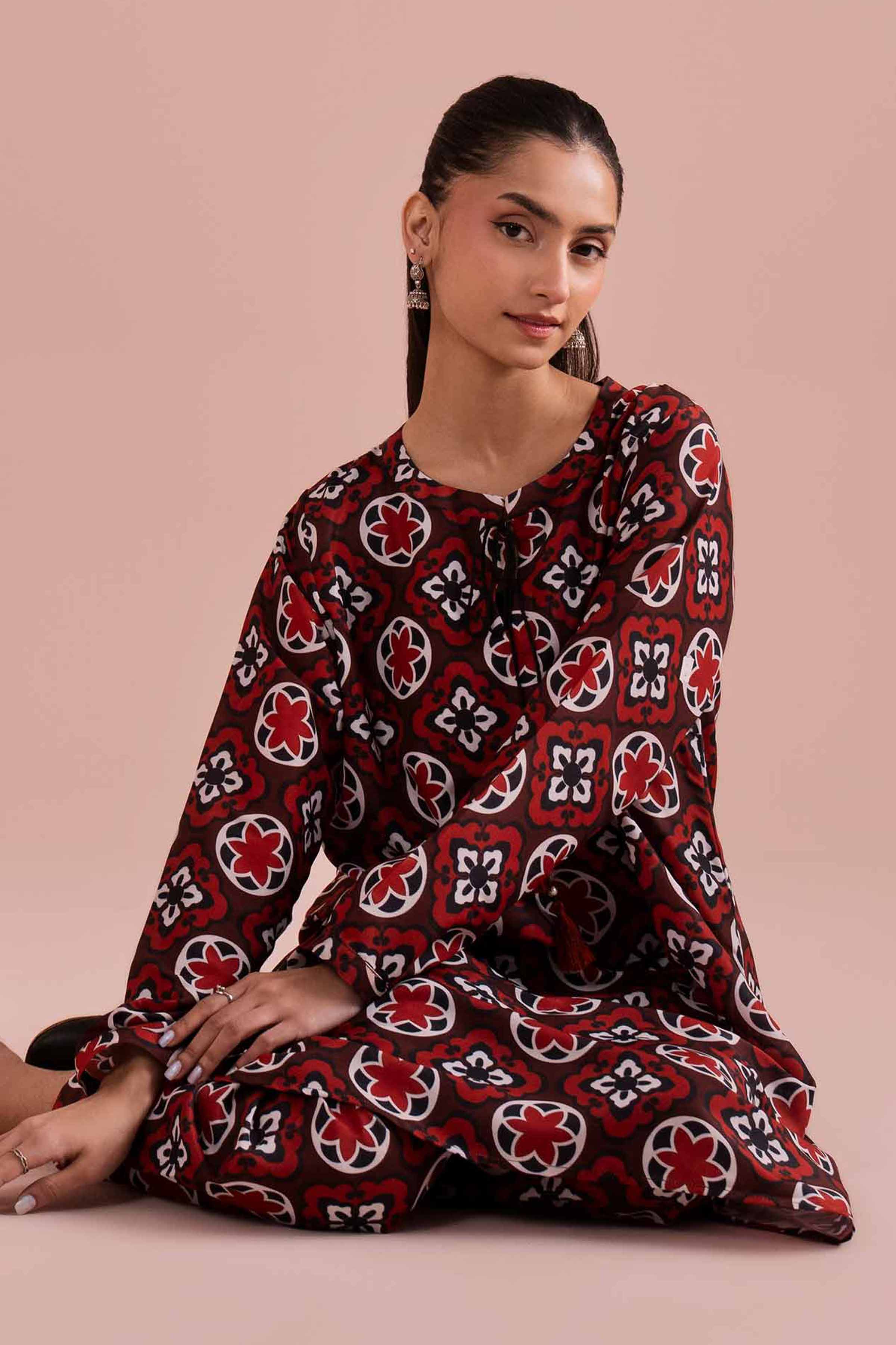 NishatUK - Red Printed Lawn 2-piece ready to wear Dress