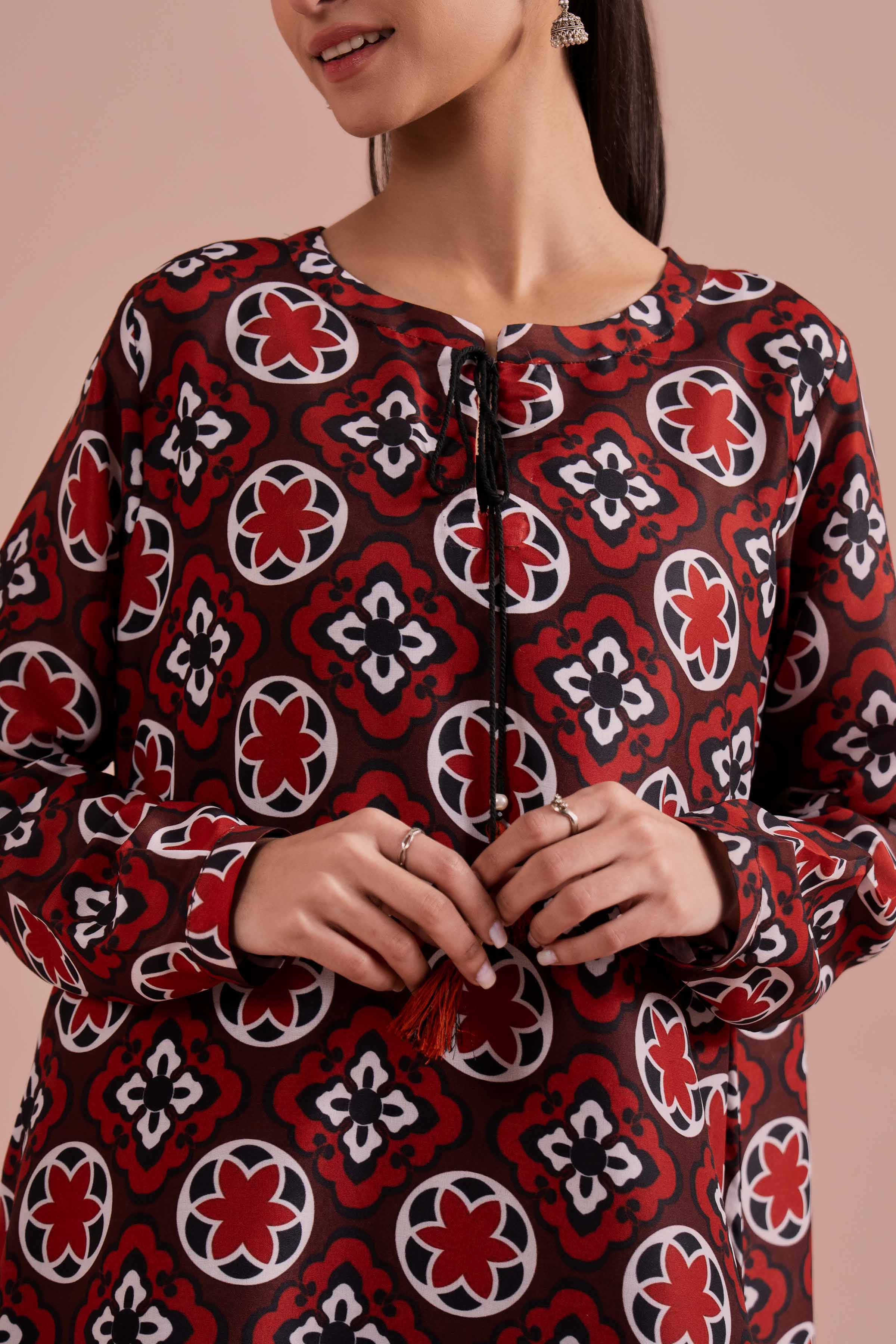 NishatUK - Red Printed Lawn 2-piece ready to wear Dress