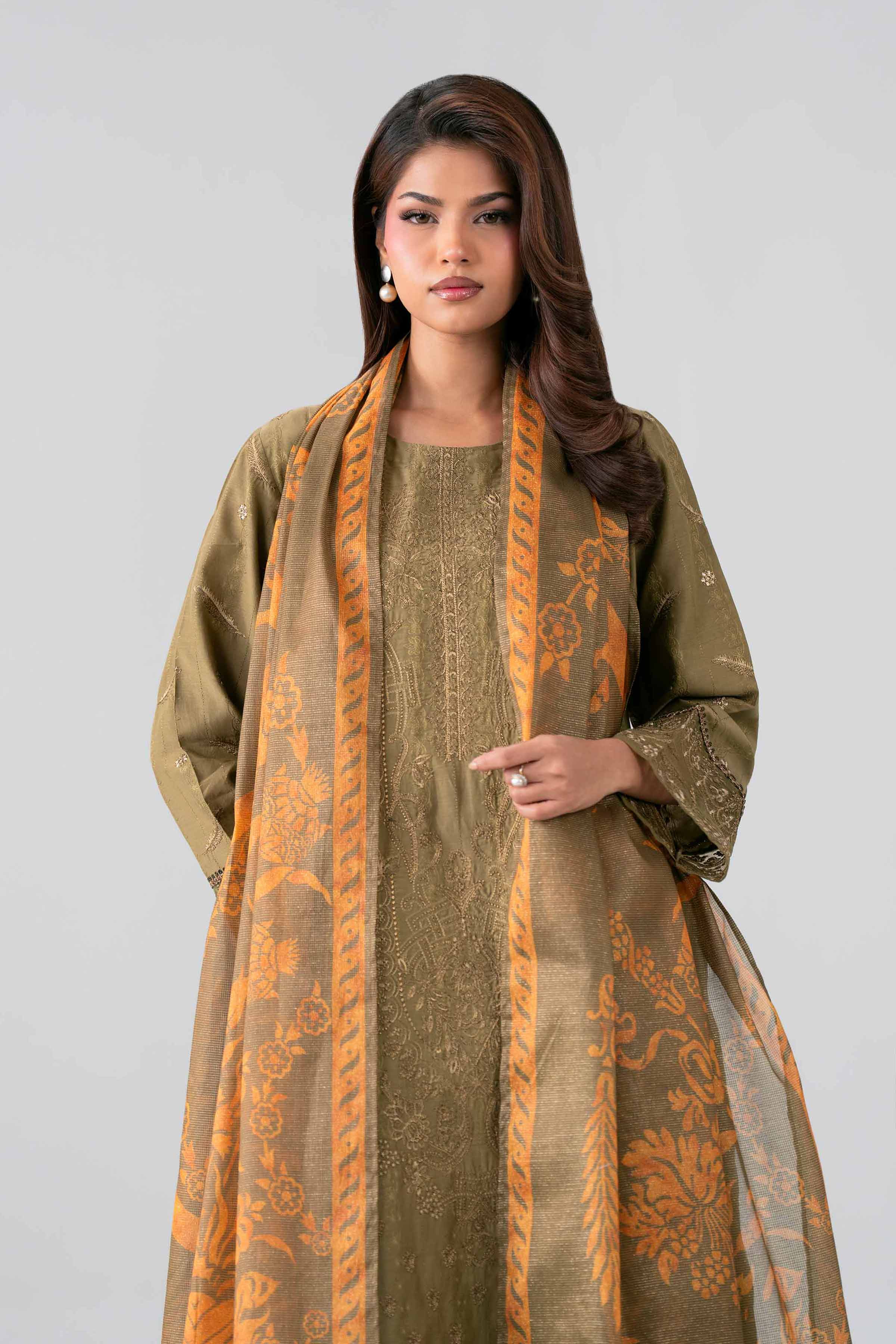 Nishat UK - Green Embroidered Jacquard 3 Piece ready to wear Suit