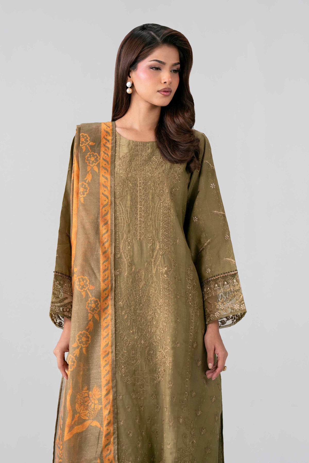 Nishat UK - Green Embroidered Jacquard 3 Piece ready to wear Suit