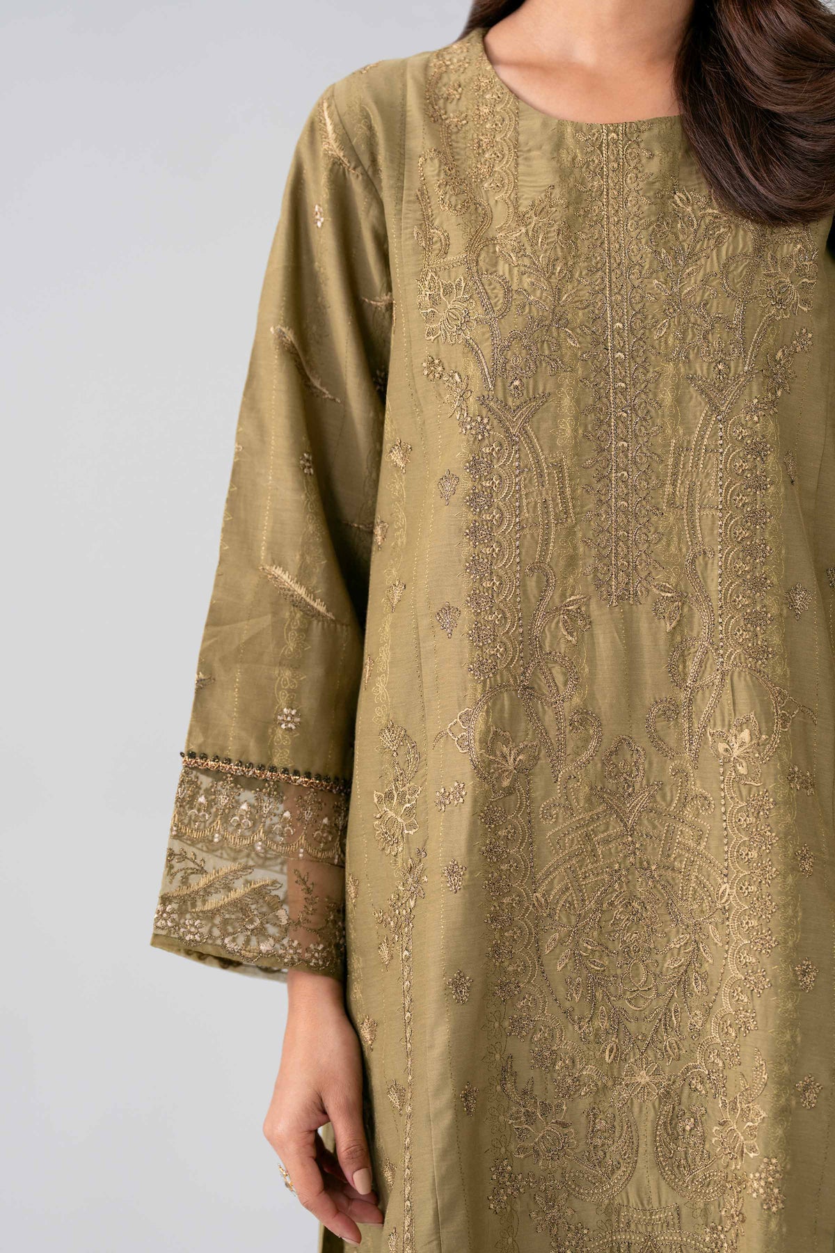 Nishat UK - Green Embroidered Jacquard 3 Piece ready to wear Suit