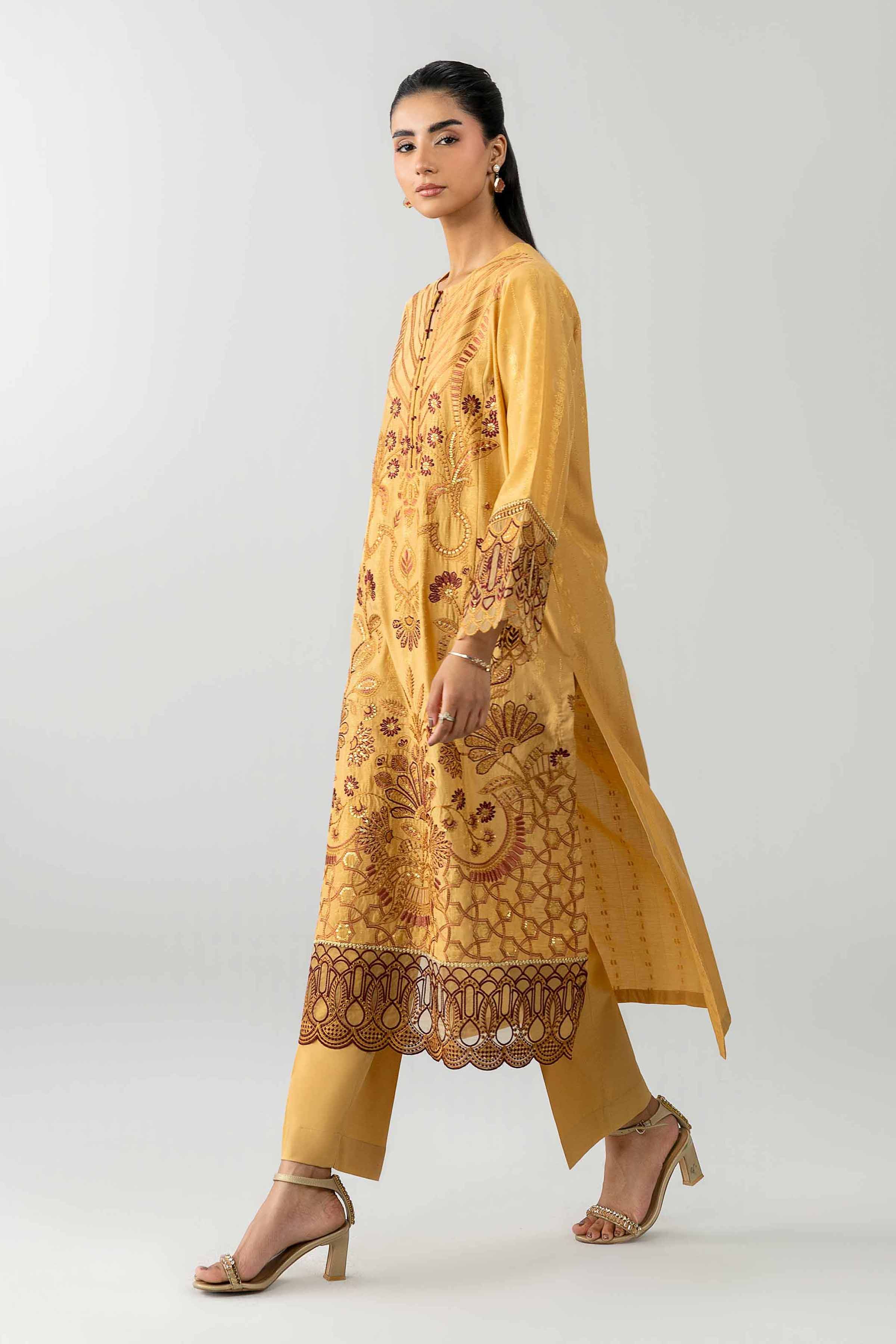 Nishat UK - Beige Embroidered Jacquard 3 Piece ready to wear Suit