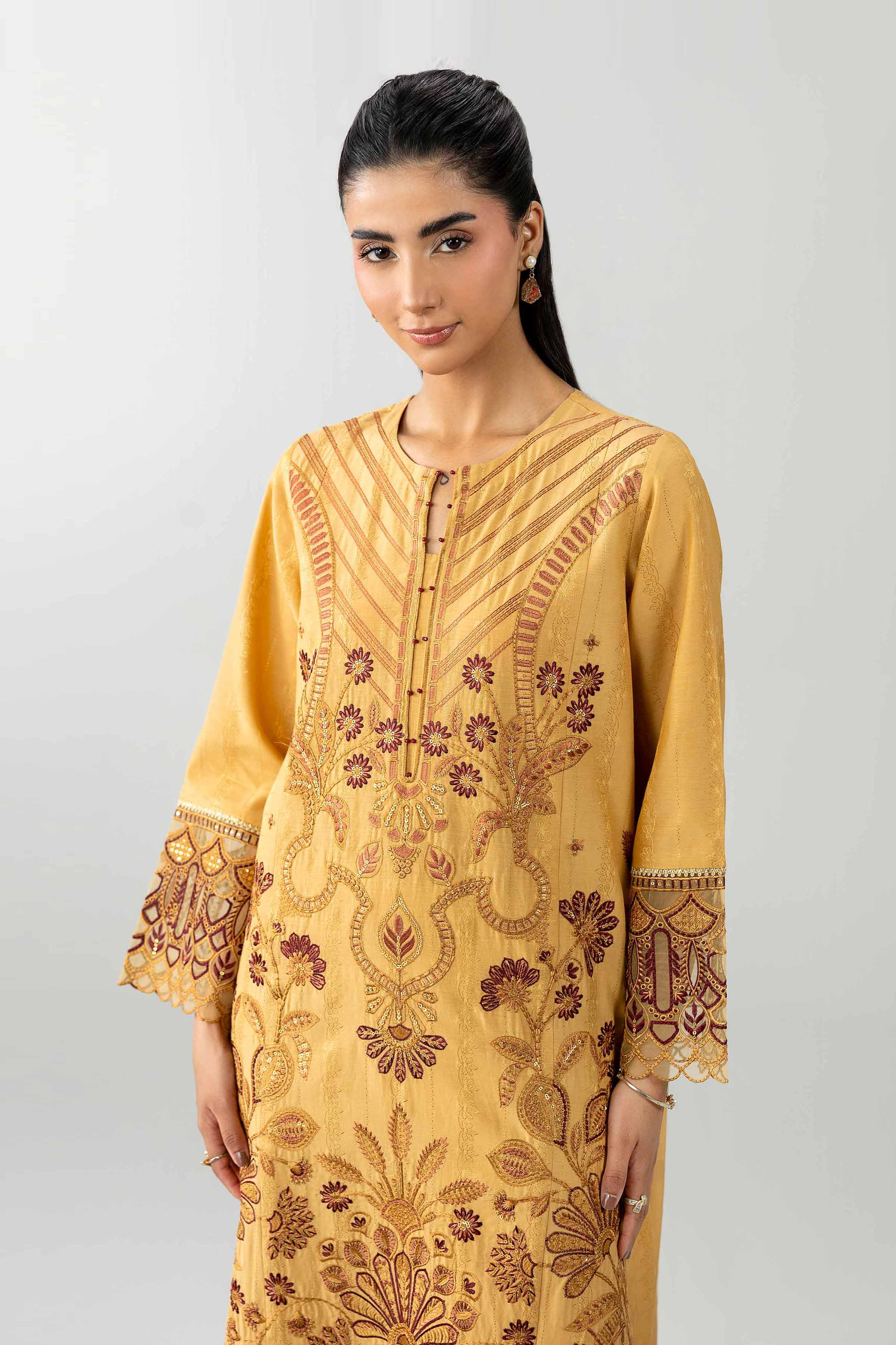 Nishat UK - Beige Embroidered Jacquard 3 Piece ready to wear Suit