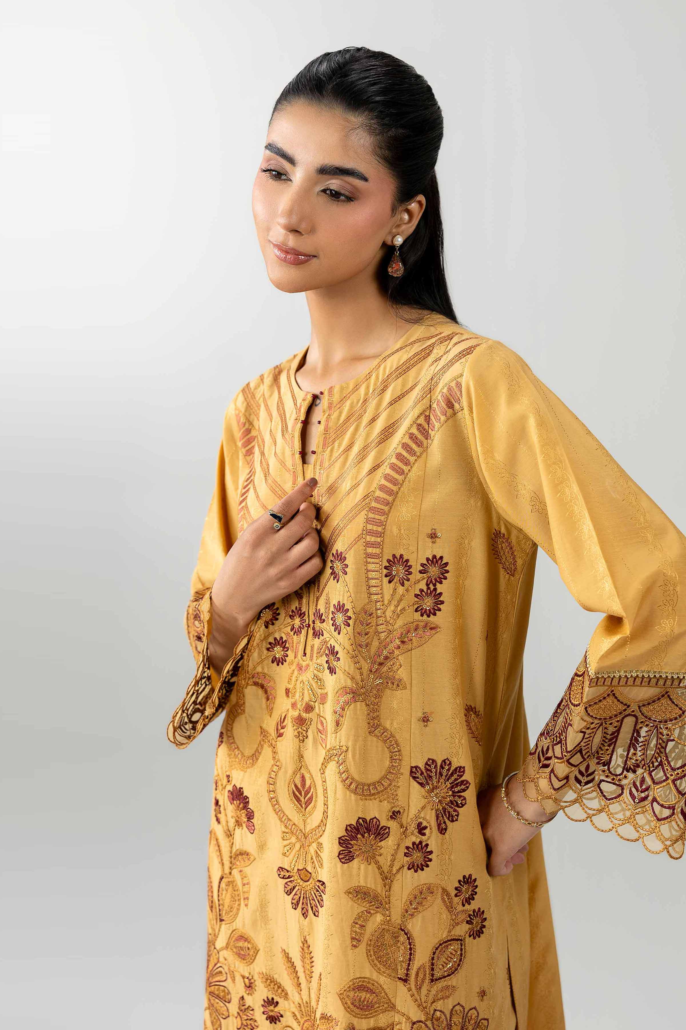 Nishat UK - Beige Embroidered Jacquard 3 Piece ready to wear Suit