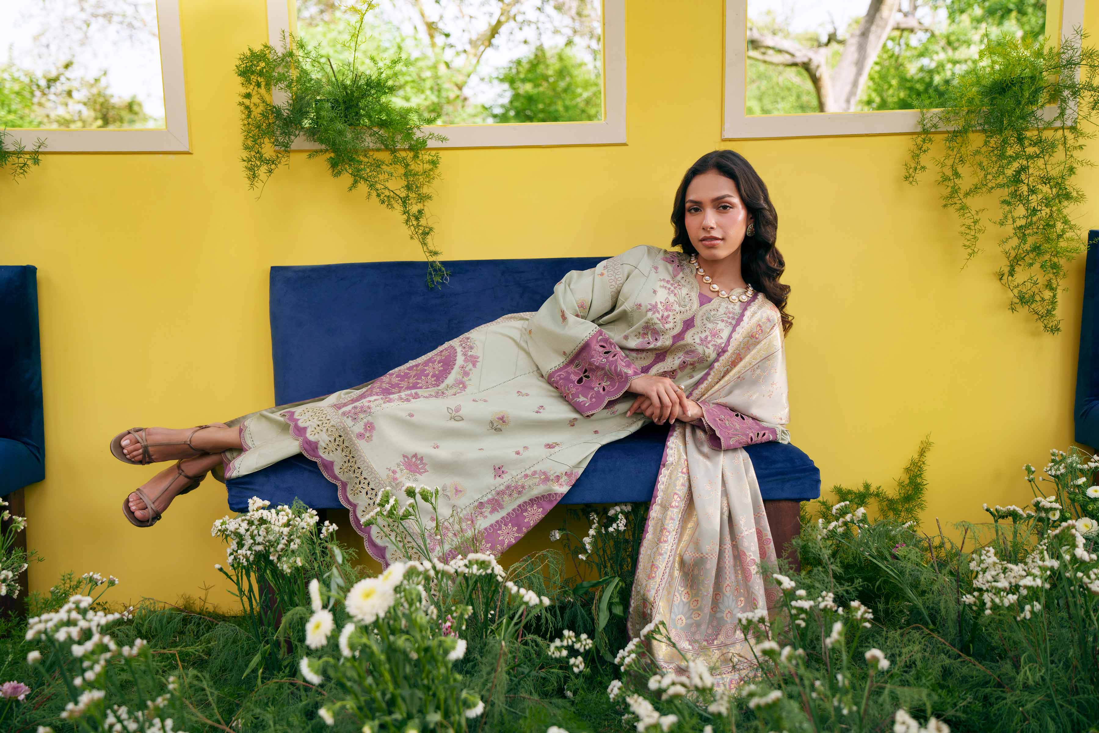 Nishat UK - Green Embroidered Cotton 3 Pieces Ready To Wear Suit