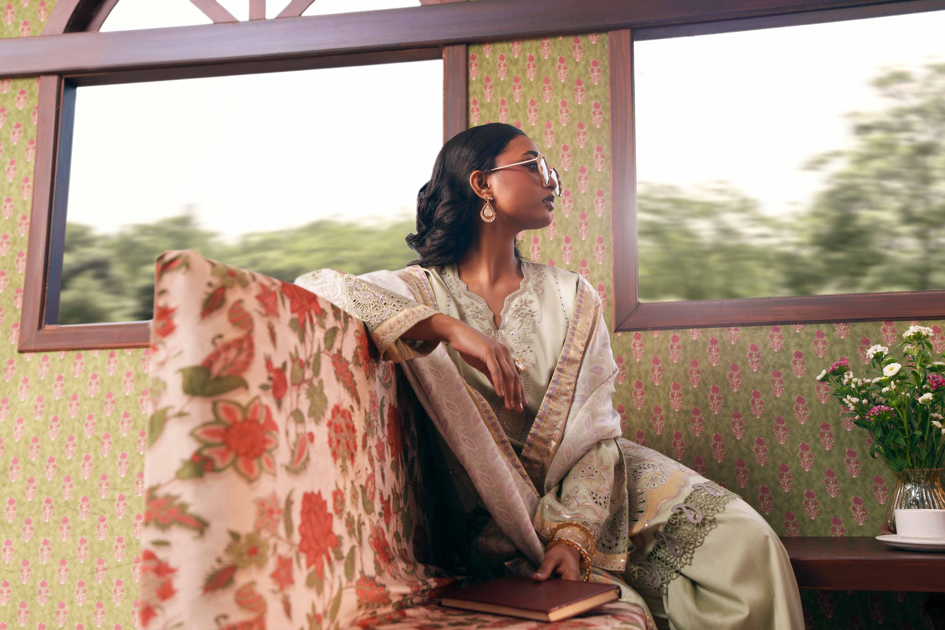 Nishat UK - Green Embroidered Cotton 3 Pieces Ready To Wear Suit