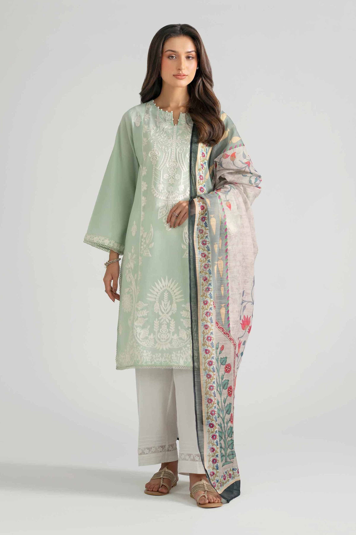 Nishat UK - Green Embroidered Jacquard 2-piece ready to wear Dress
