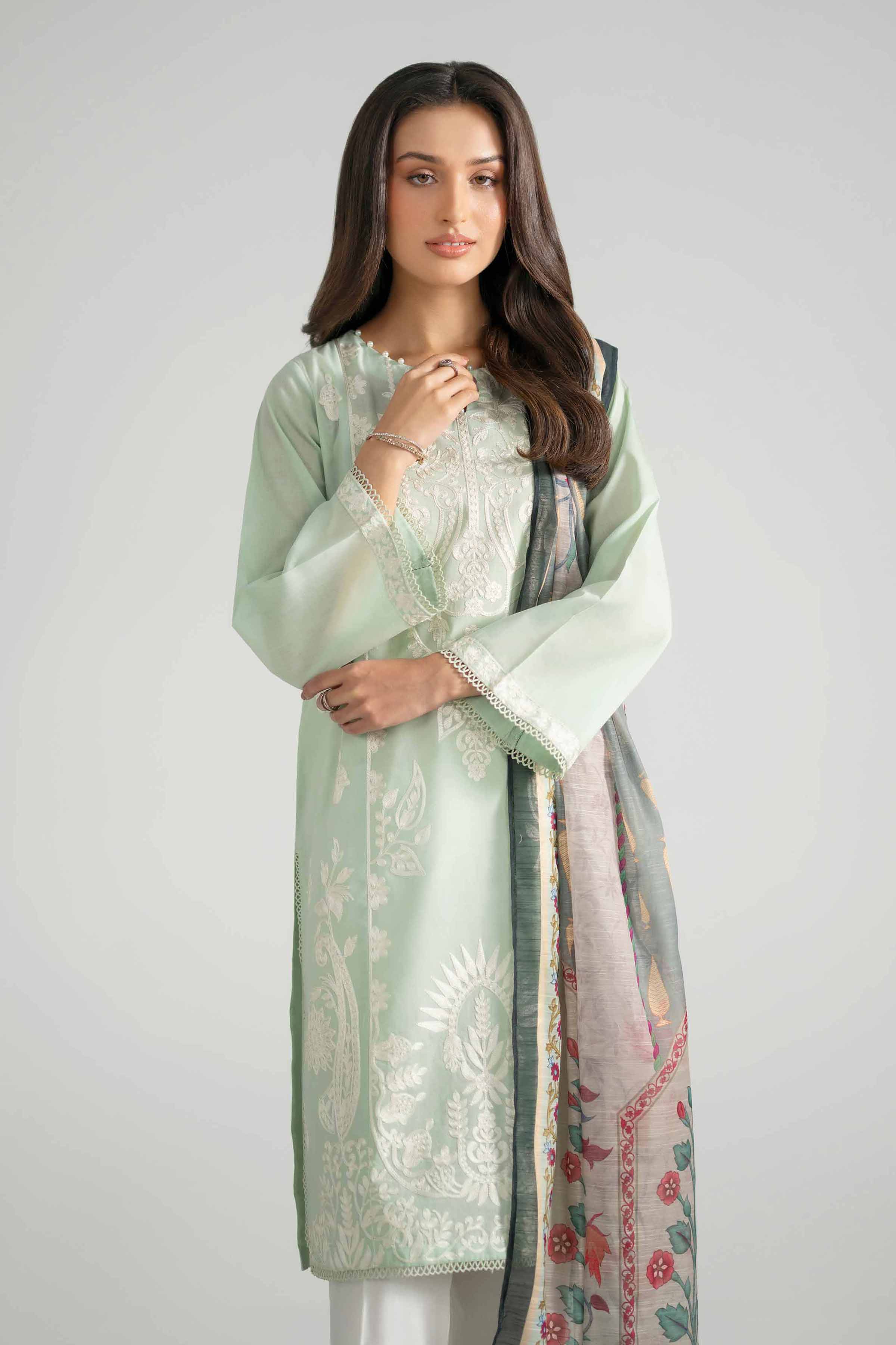 Nishat UK - Green Embroidered Jacquard 2-piece ready to wear Dress