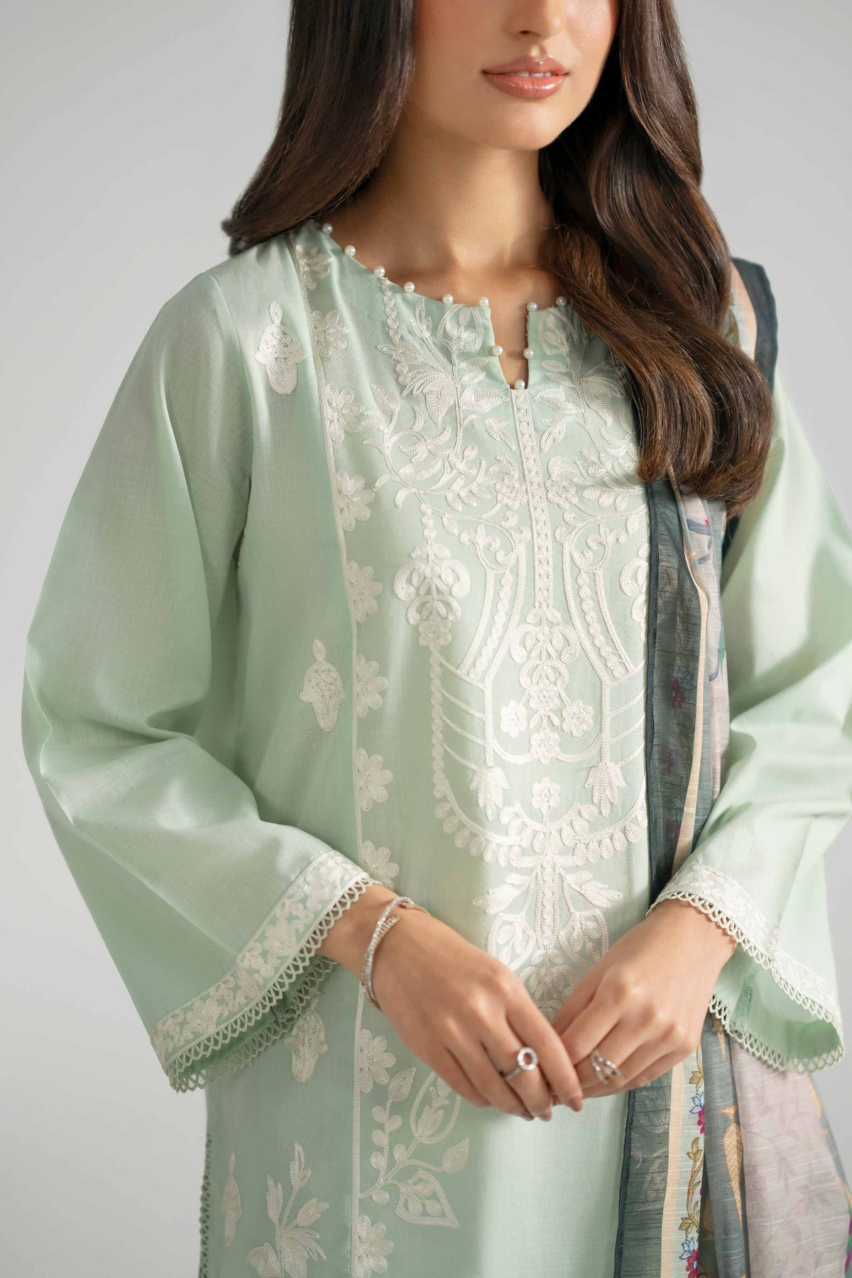 Nishat UK - Green Embroidered Jacquard 2-piece ready to wear Dress