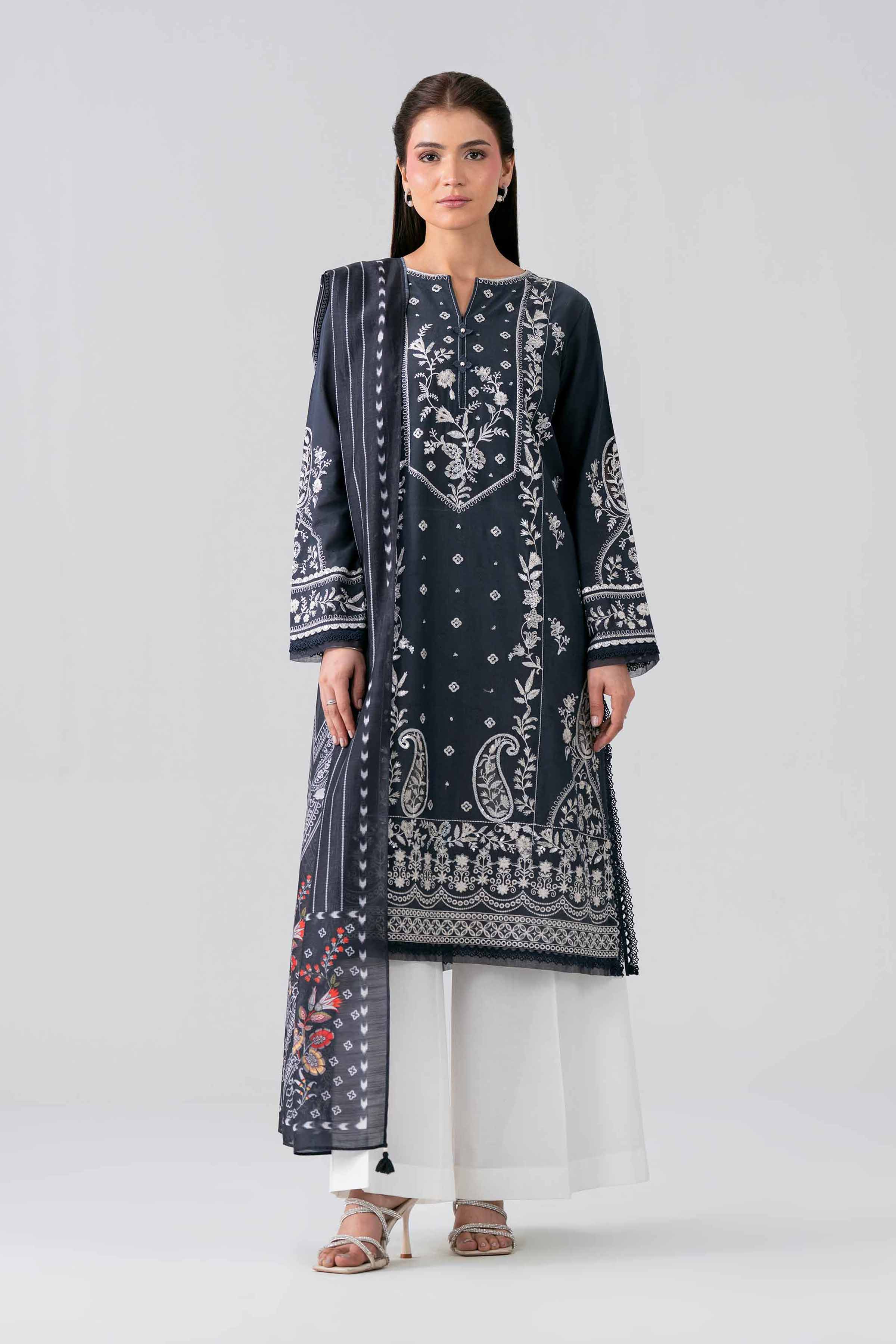 Nishat UK - Black Embroidered Jacquard 2 Pieces ready to wear Dress