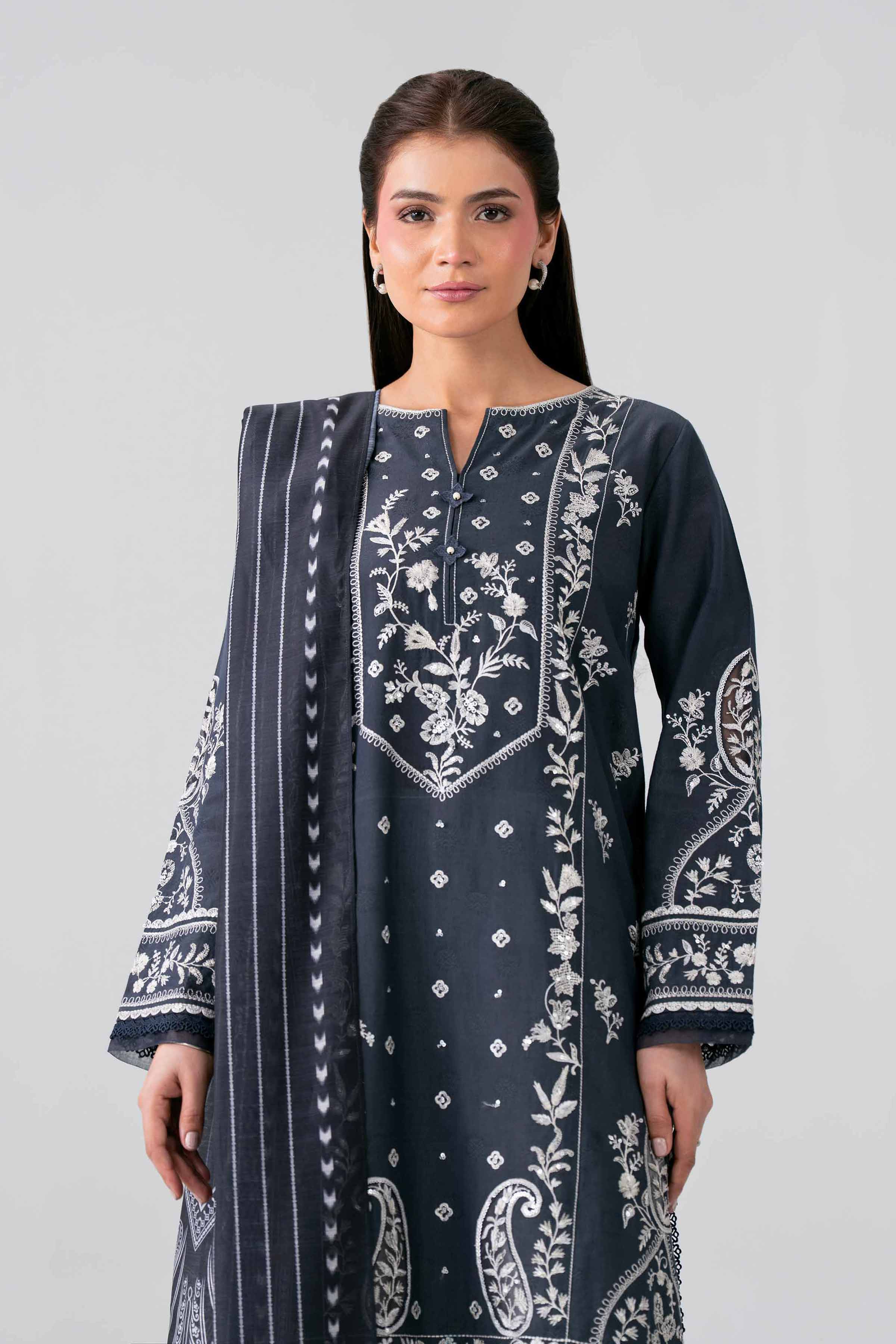 Nishat UK - Black Embroidered Jacquard 2 Pieces ready to wear Dress