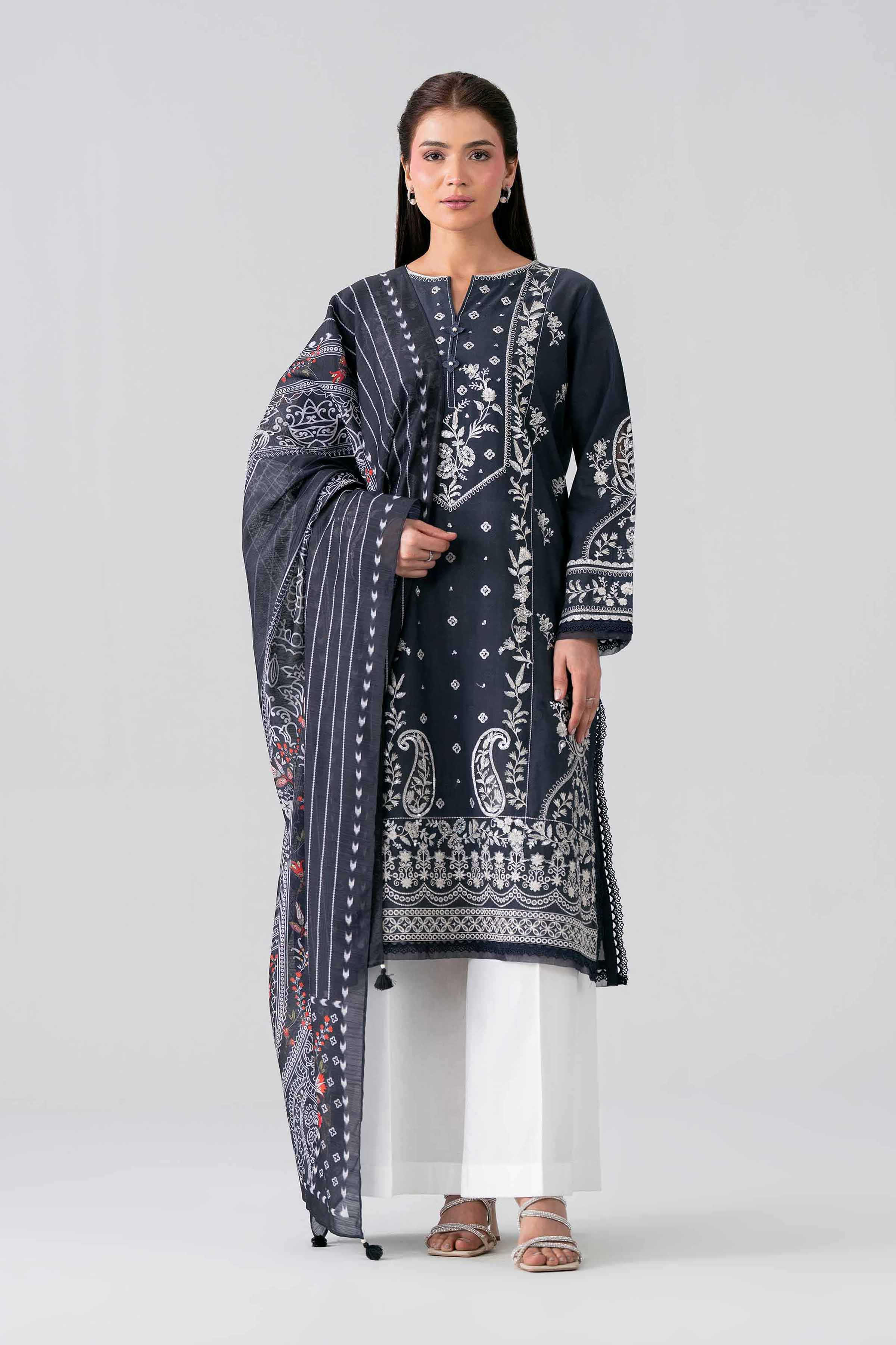 Nishat UK - Black Embroidered Jacquard 2 Pieces ready to wear Dress