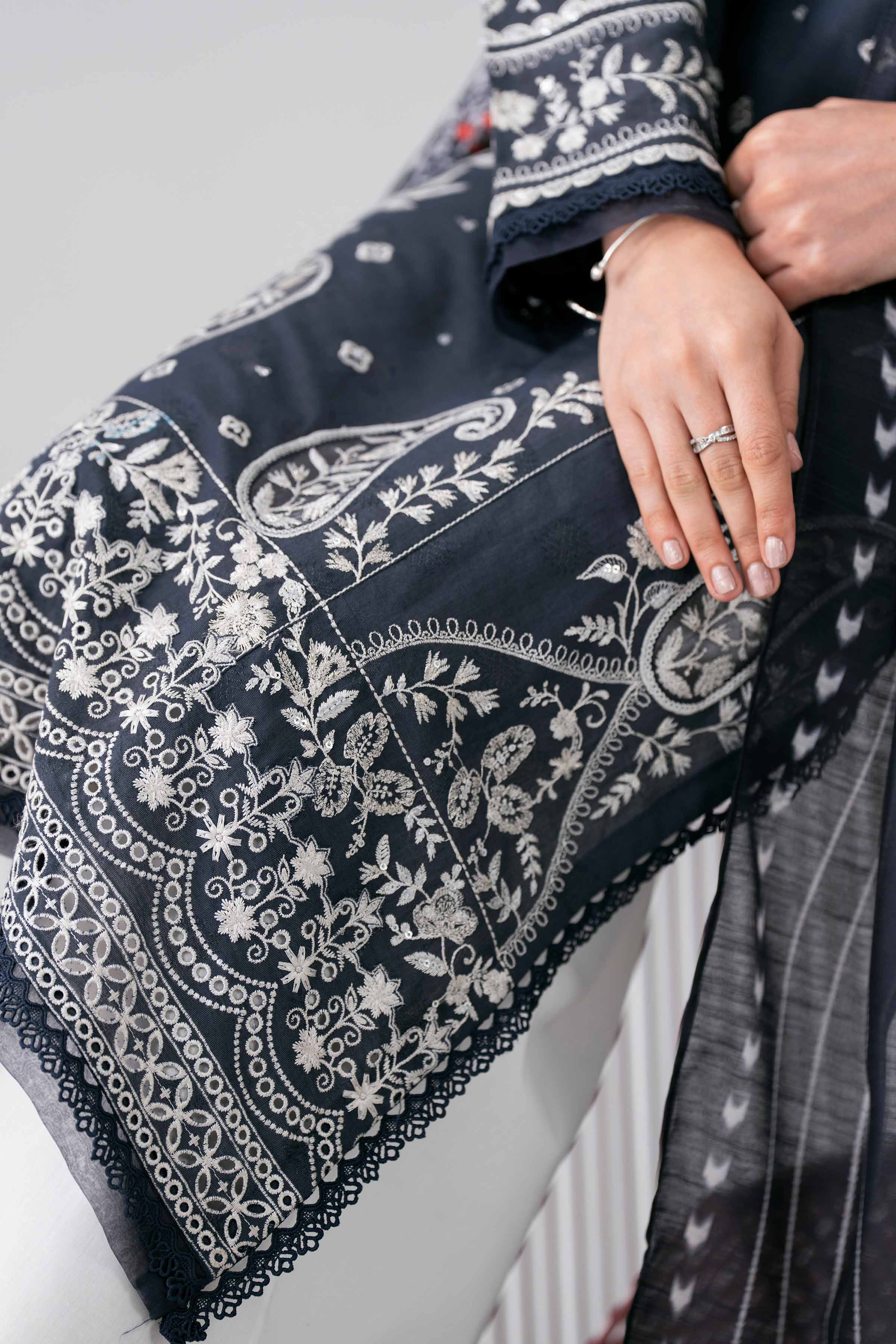 Nishat UK - Black Embroidered Jacquard 2 Pieces ready to wear Dress