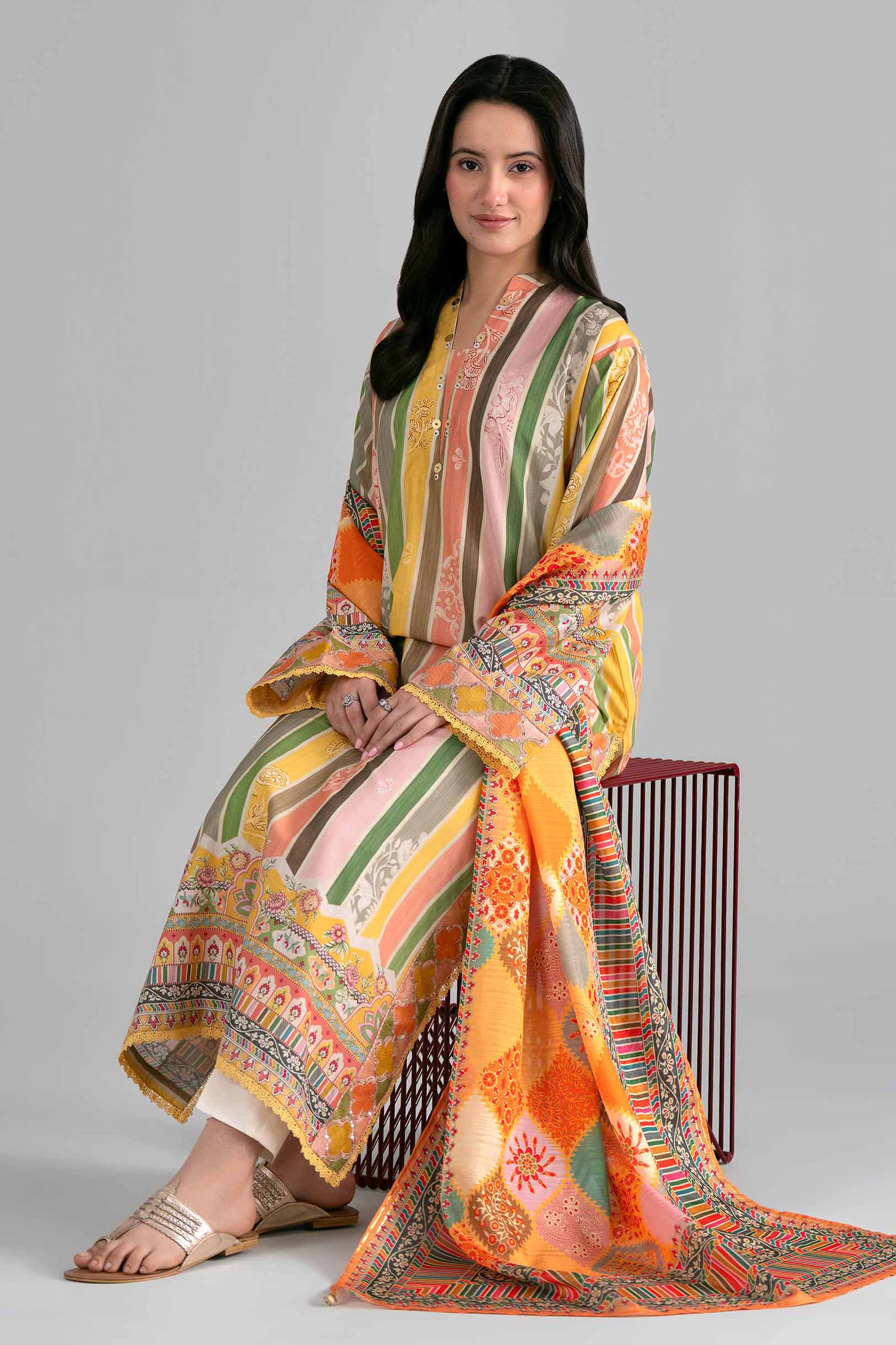 Nishat UK - Multi Printed Fine Texture Base 2-piece ready to wear Dress