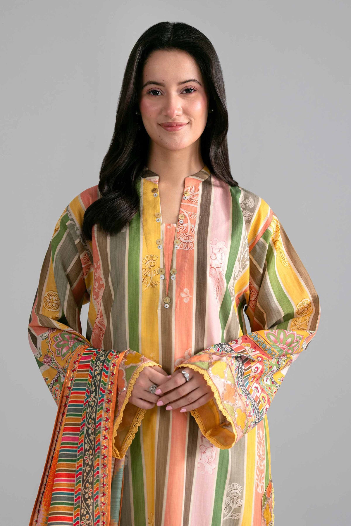 Nishat UK - Multi Printed Fine Texture Base 2-piece ready to wear Dress