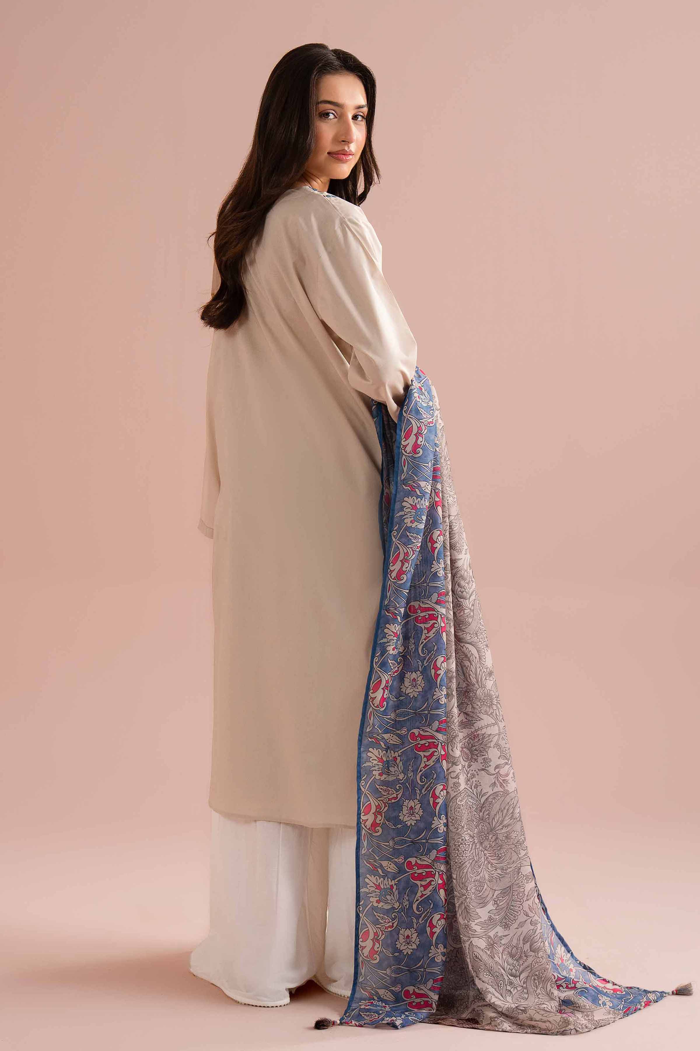 NishatUK - Beige Embroidered Cambric 2-piece ready to wear Dress
