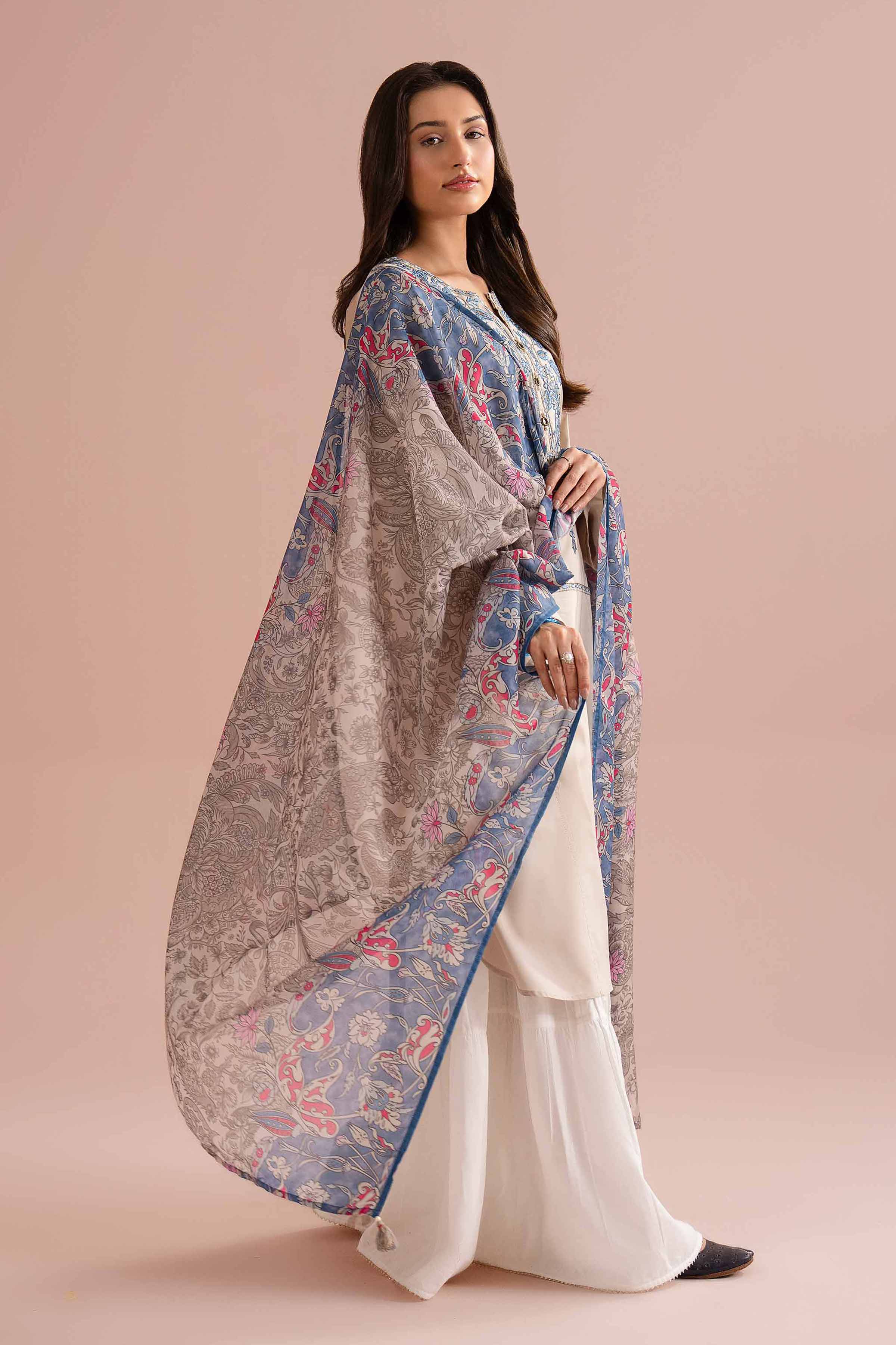 NishatUK - Beige Embroidered Cambric 2-piece ready to wear Dress