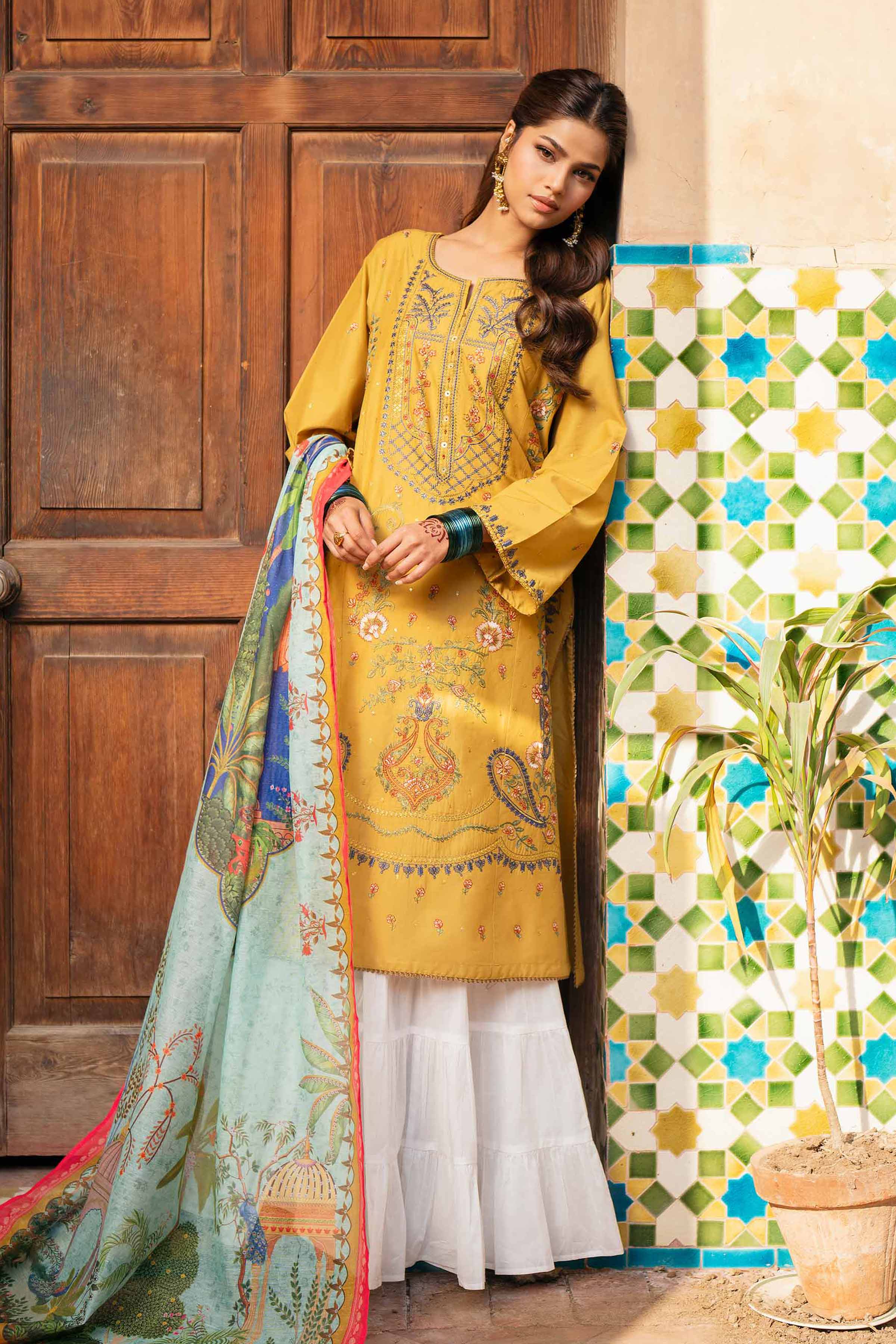 NishatUK - Yellow Embroidered Cambric 2-piece ready to wear Dress
