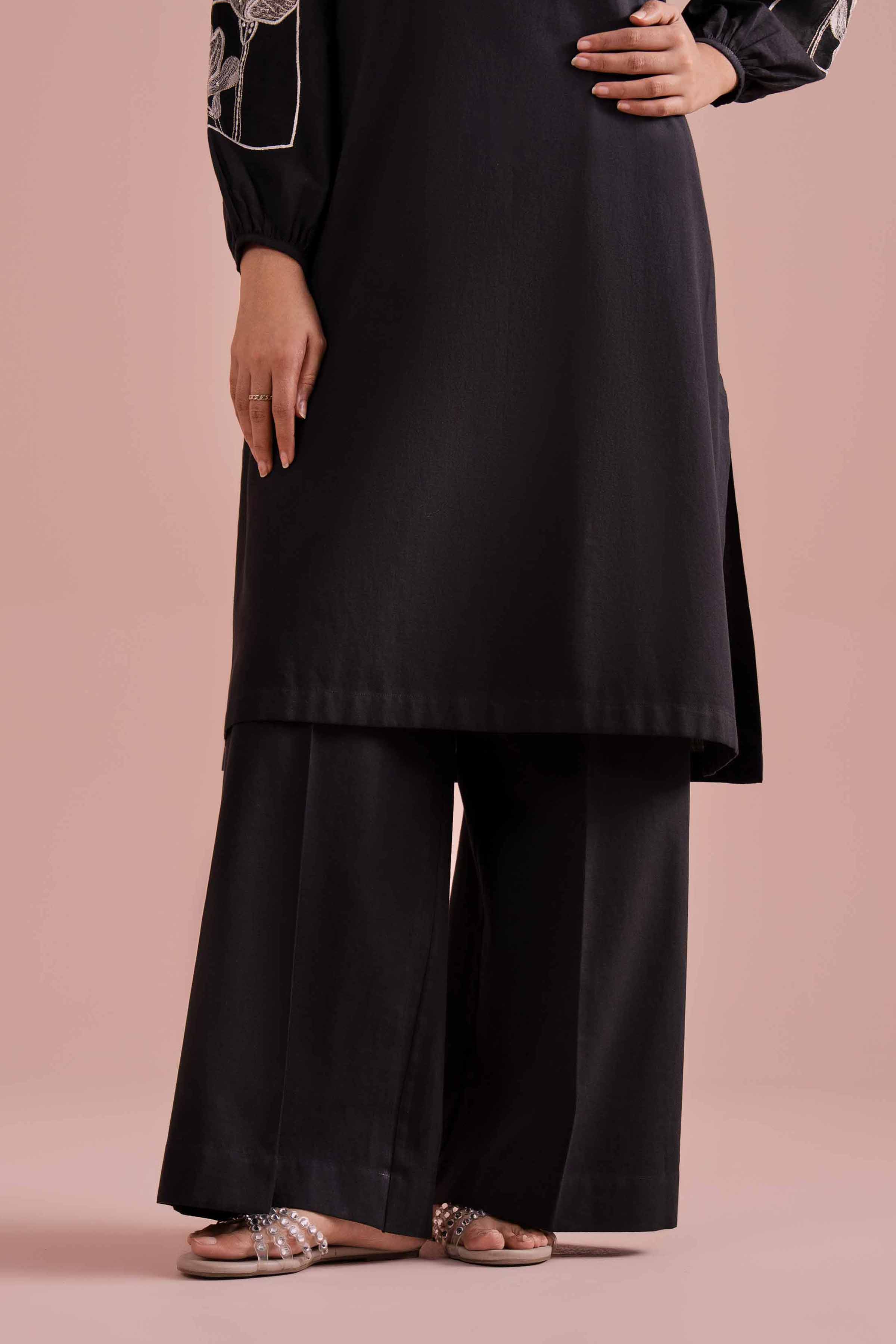 NishatUK - Black Embroidered Linen 2-piece ready to wear Dress