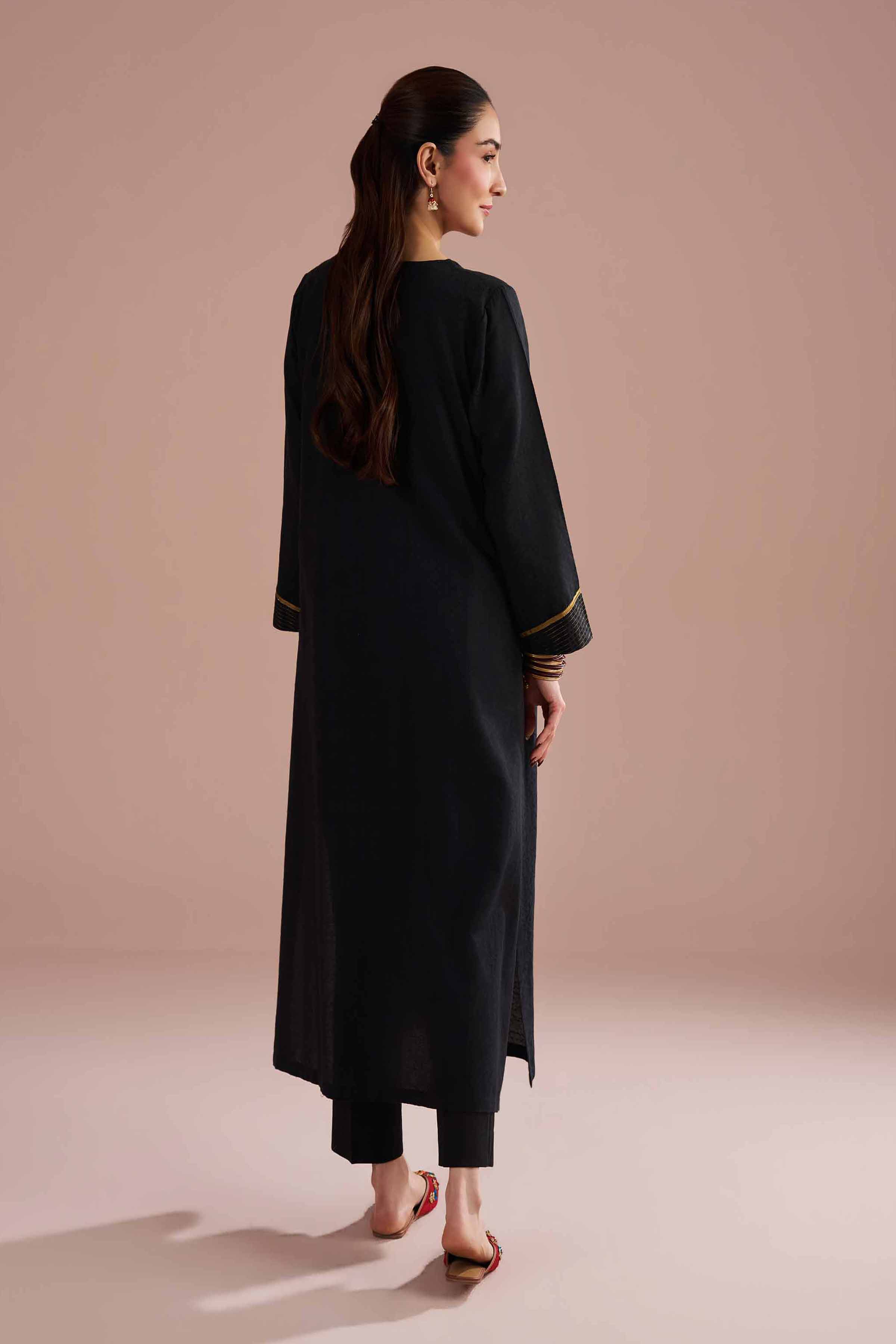 NishatUK - Black Solids Jacquard 2-piece ready to wear Dress