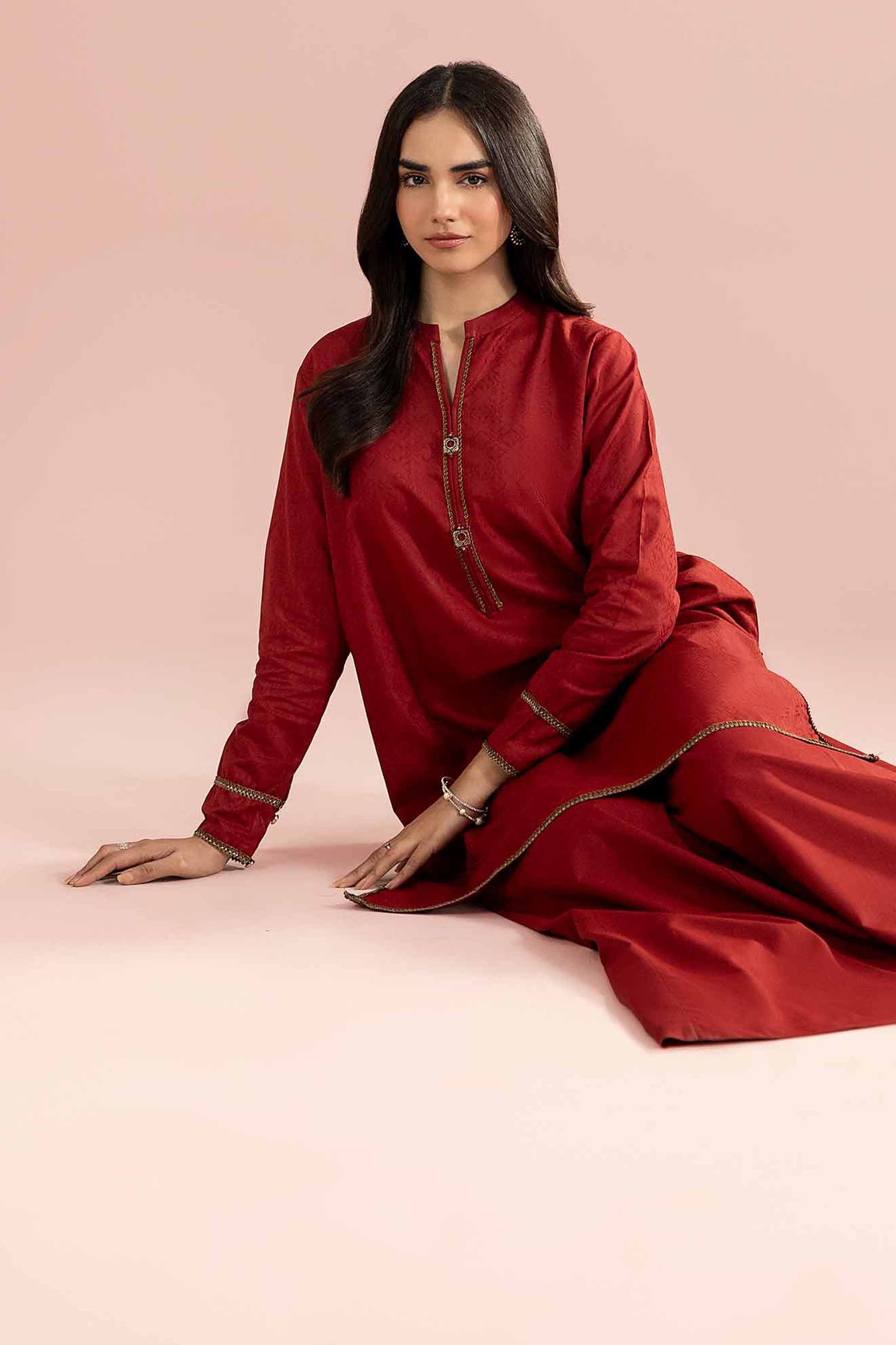 NishatUK - Orange Solids Jacquard 2-piece ready to wear Dress