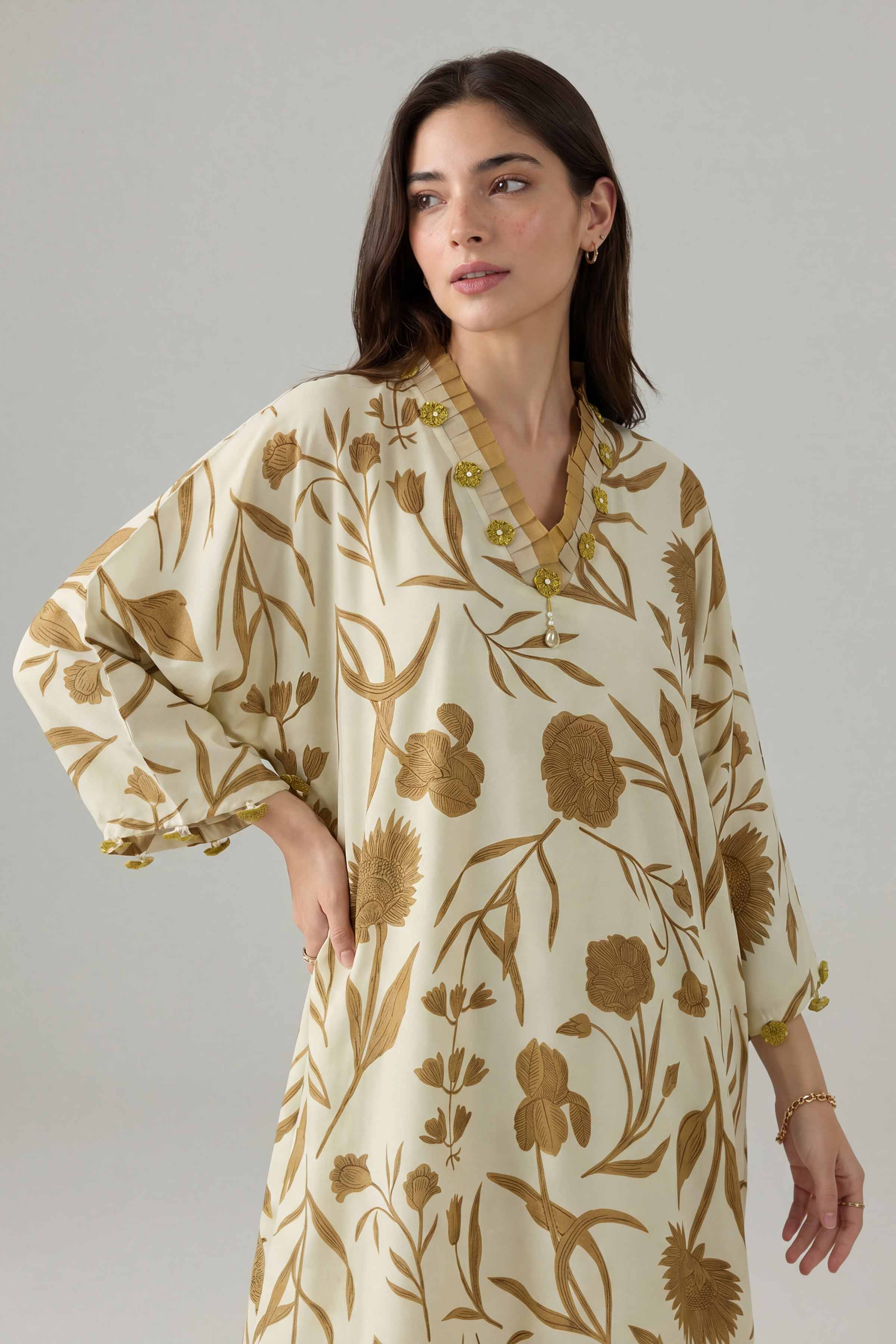 Nishat UK - Off White Printed Silk 2 Pieces ready to wear Dress
