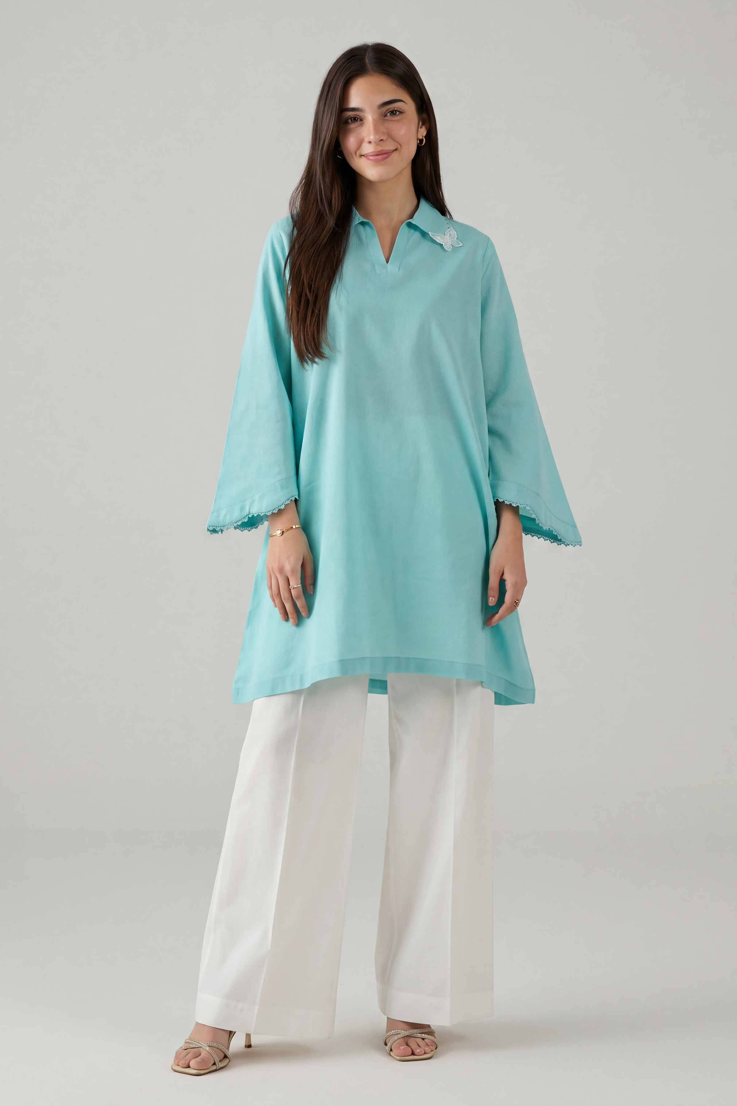 Nishat UK - Blue Embroidered Cotton  2 Pieces ready to wear Dress