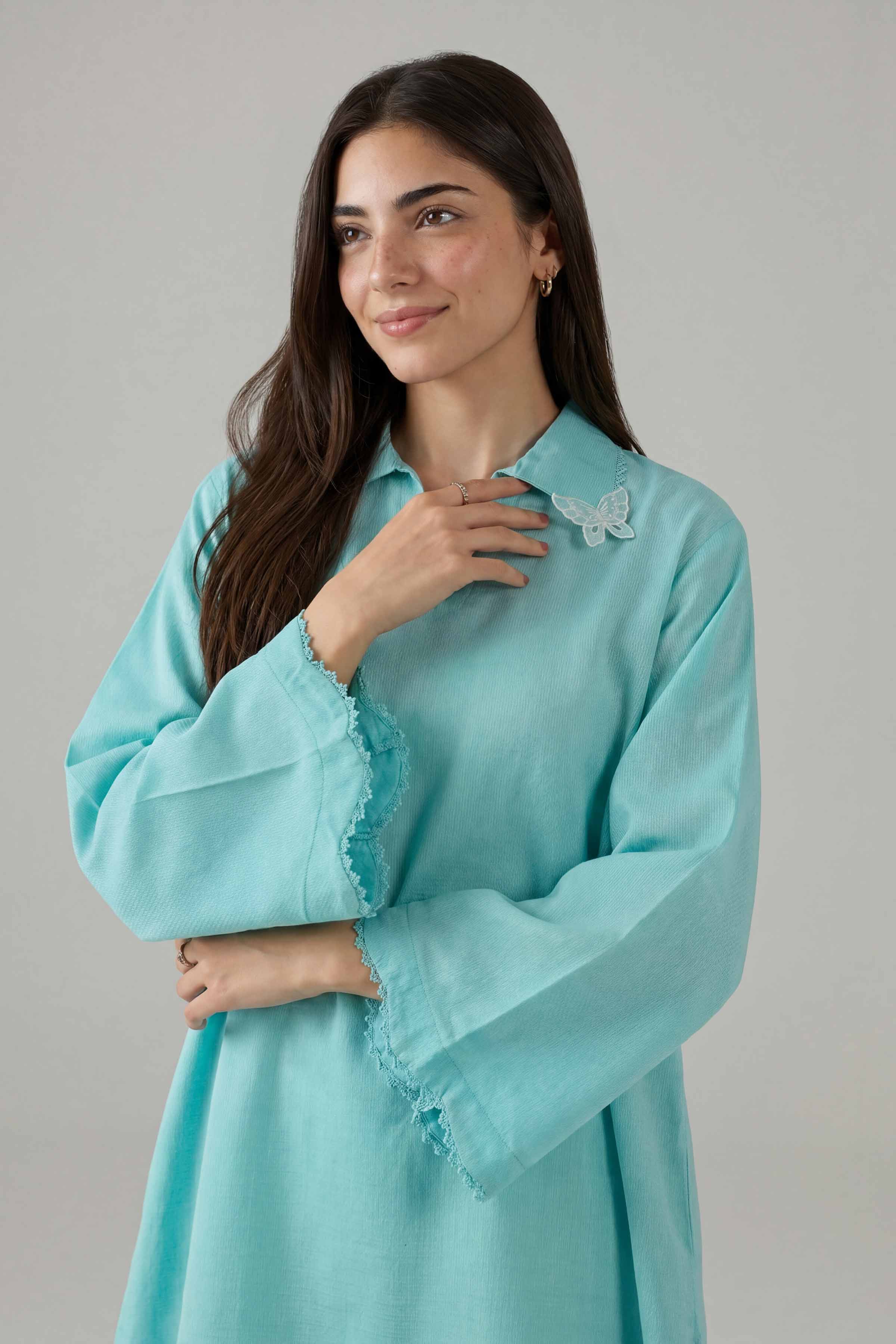 Nishat UK - Blue Embroidered Cotton  2 Pieces ready to wear Dress