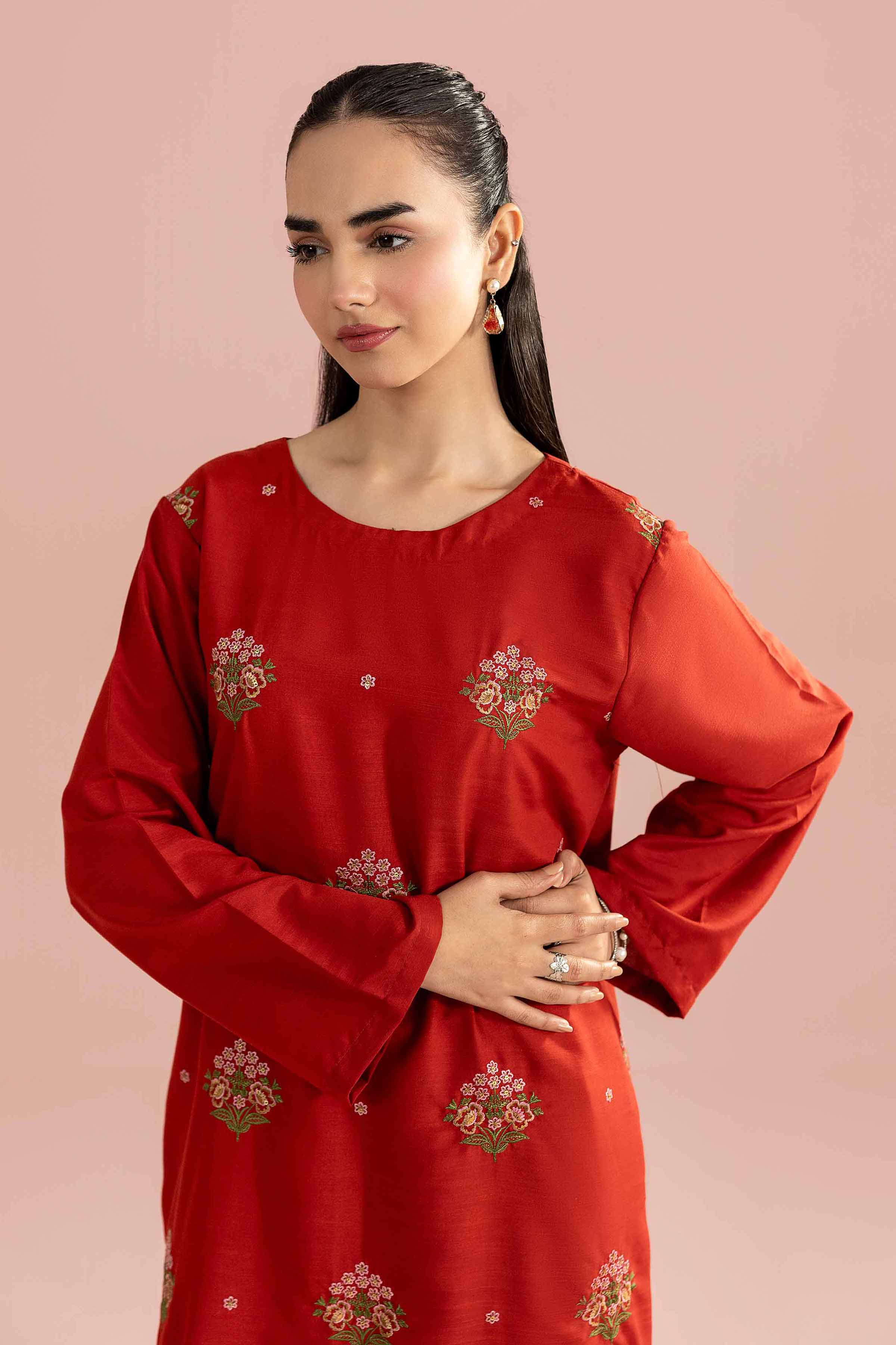 NishatUK - Orange Embroidered Lawn 2-piece ready to wear Dress