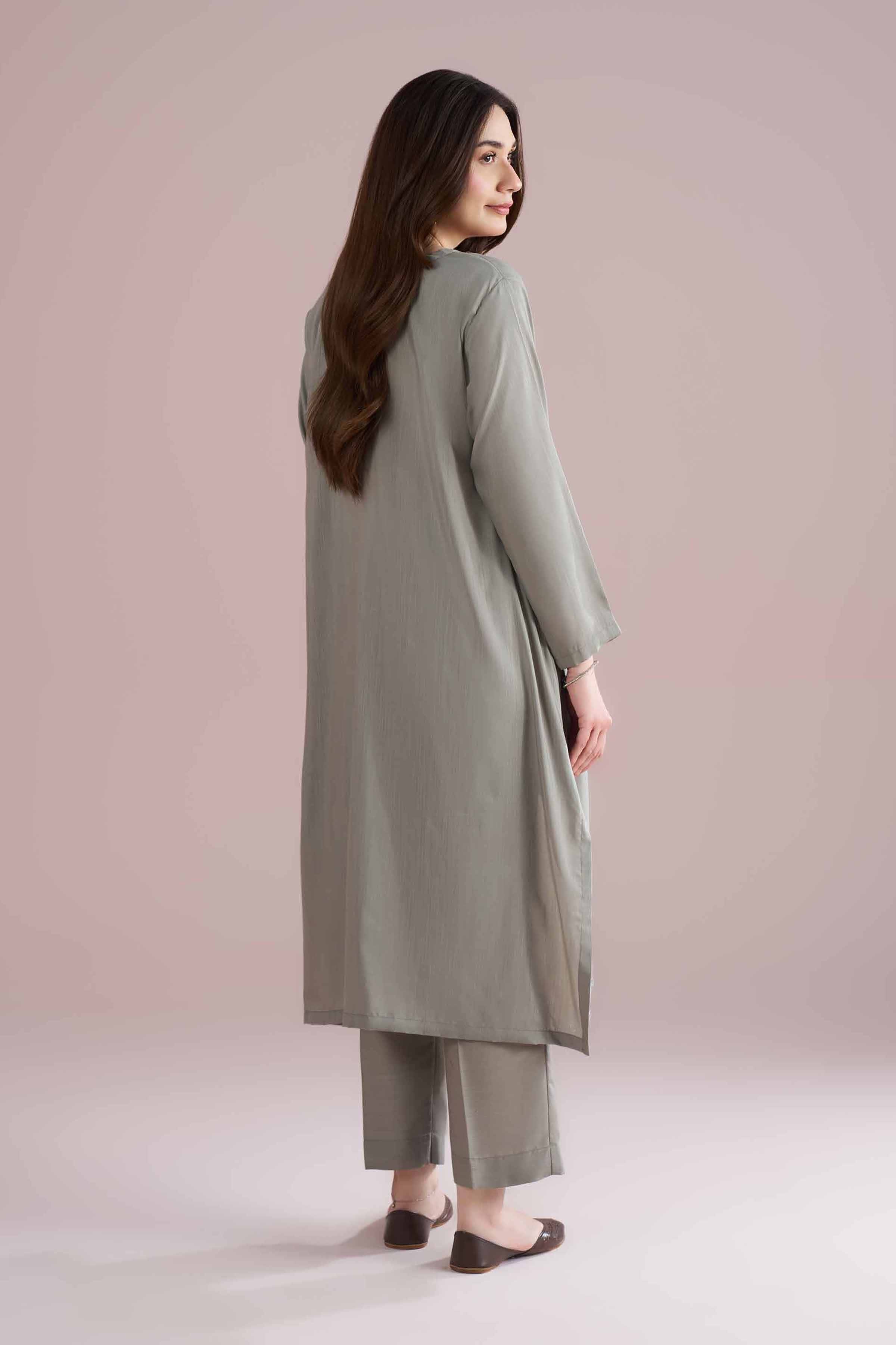 NishatUK - Grey Embroidered Lawn 2-piece ready to wear Dress