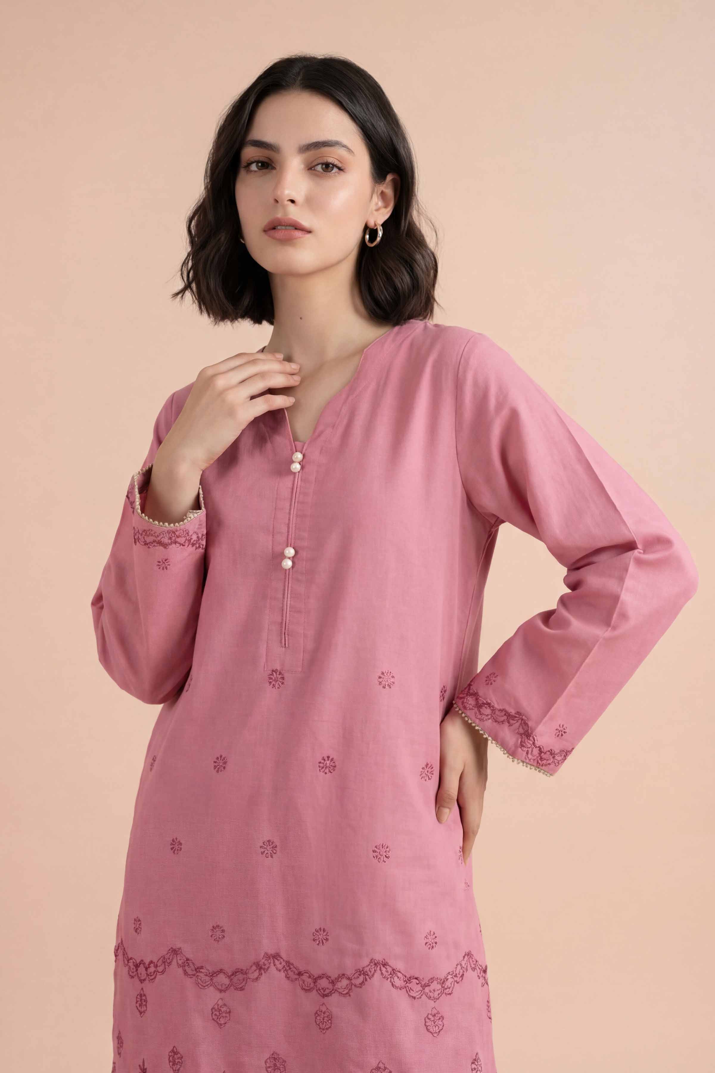 Nishat UK - Pink Embroidered Lawn 2 Pieces Ready To Wear Dress
